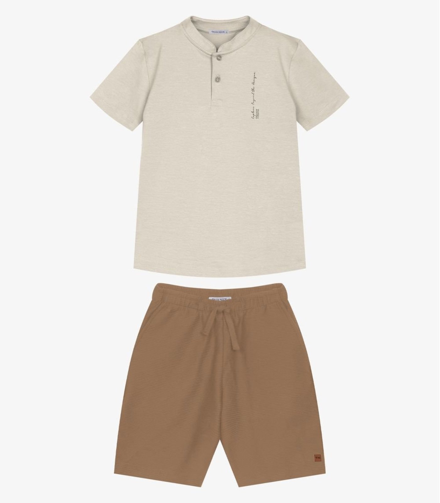 Infantil - Conjunto Camiseta Com Bermuda Trick Nick Bege