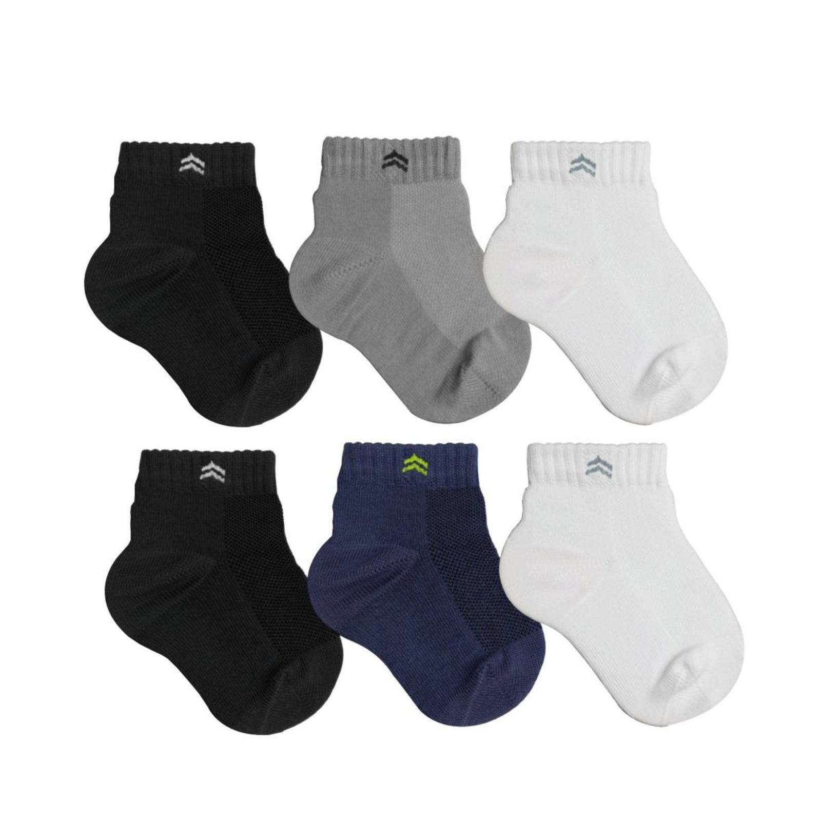 Vista 2 Kit 6 Pares Meia Baby Up 02025 Algodão Cano Médio Sortido QLC SPORT multicolorido QLC SPORT multicolorido