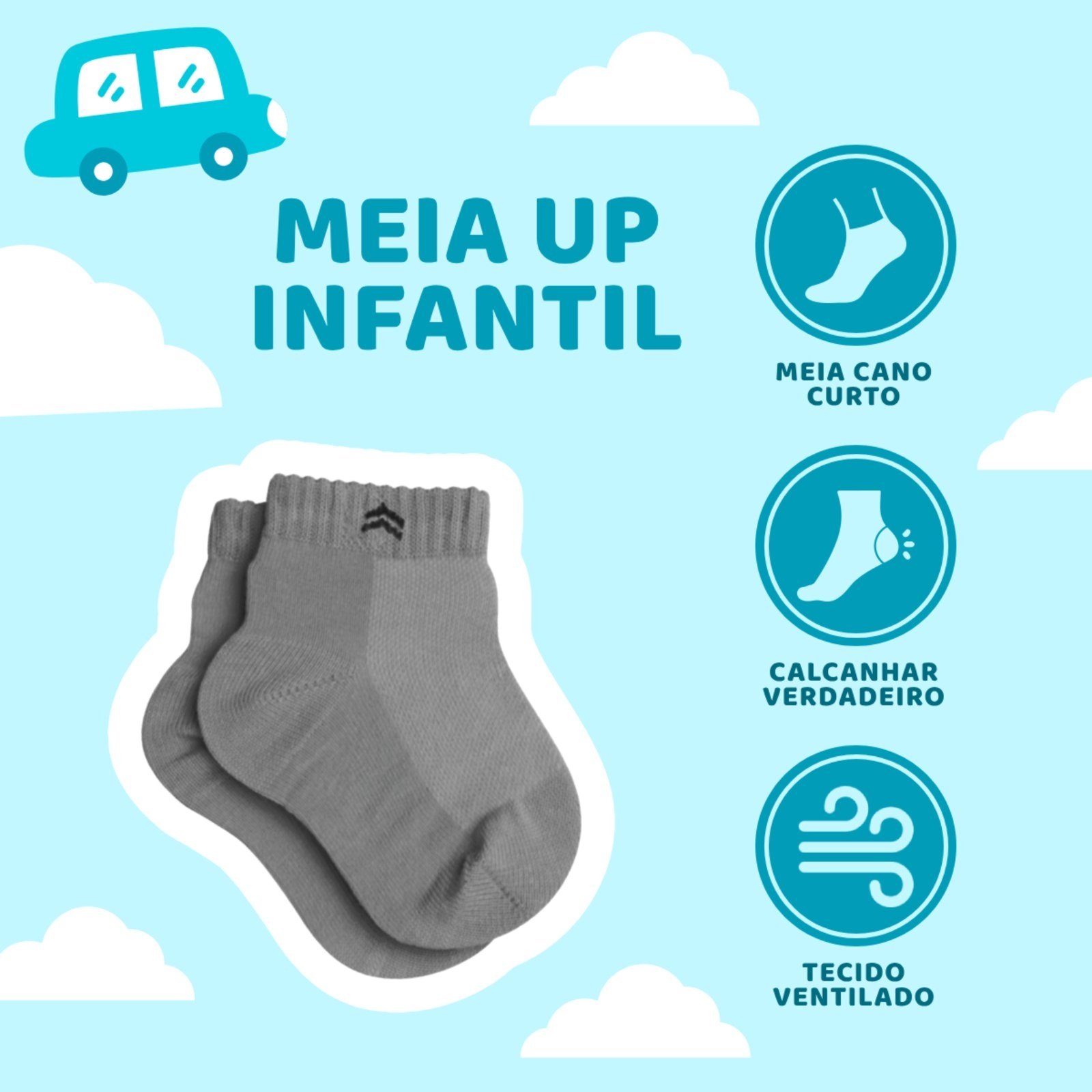 Vista 3 Kit 6 Pares Meia Baby Up 02025 Algodão Cano Médio Sortido QLC SPORT multicolorido QLC SPORT multicolorido