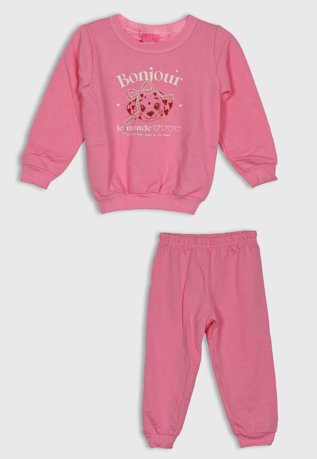 Conjunto Kamylus Estampa Cão Rosa