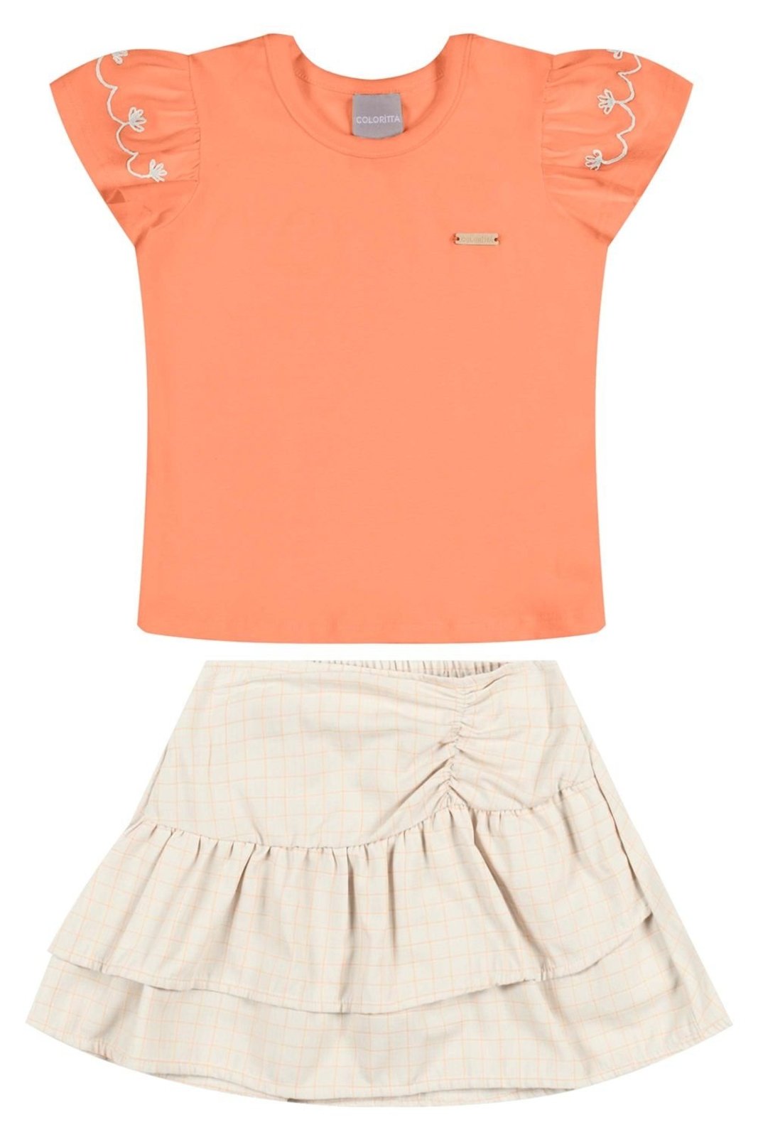 Infantil - Conjunto Curto Menina Babados Colorittá Laranja