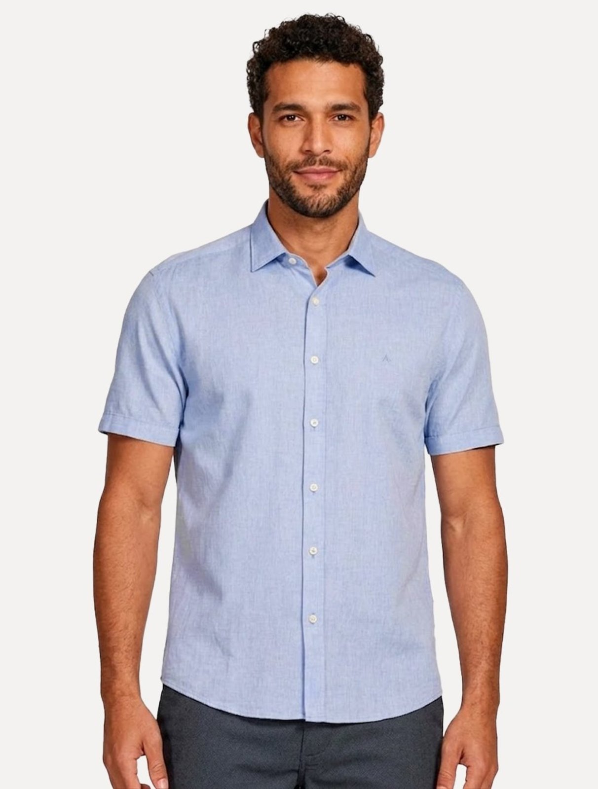 Camisa Aramis Masculina Manga Curta Slim Algodão Willis Azul Claro