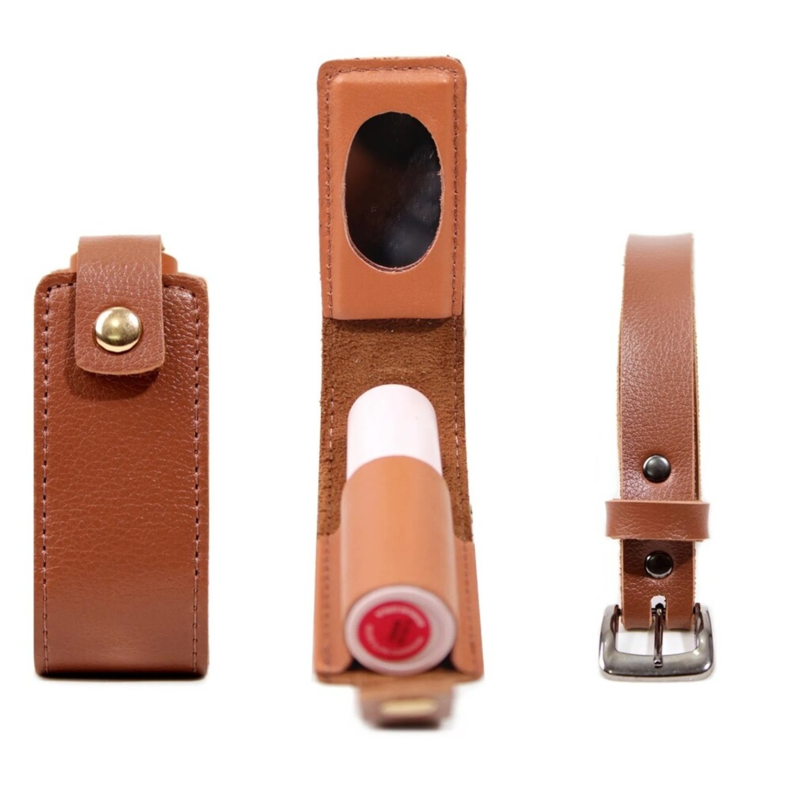Kit 2 Peças Porta Batom + Cinto Artlux K001 – CARAMELO