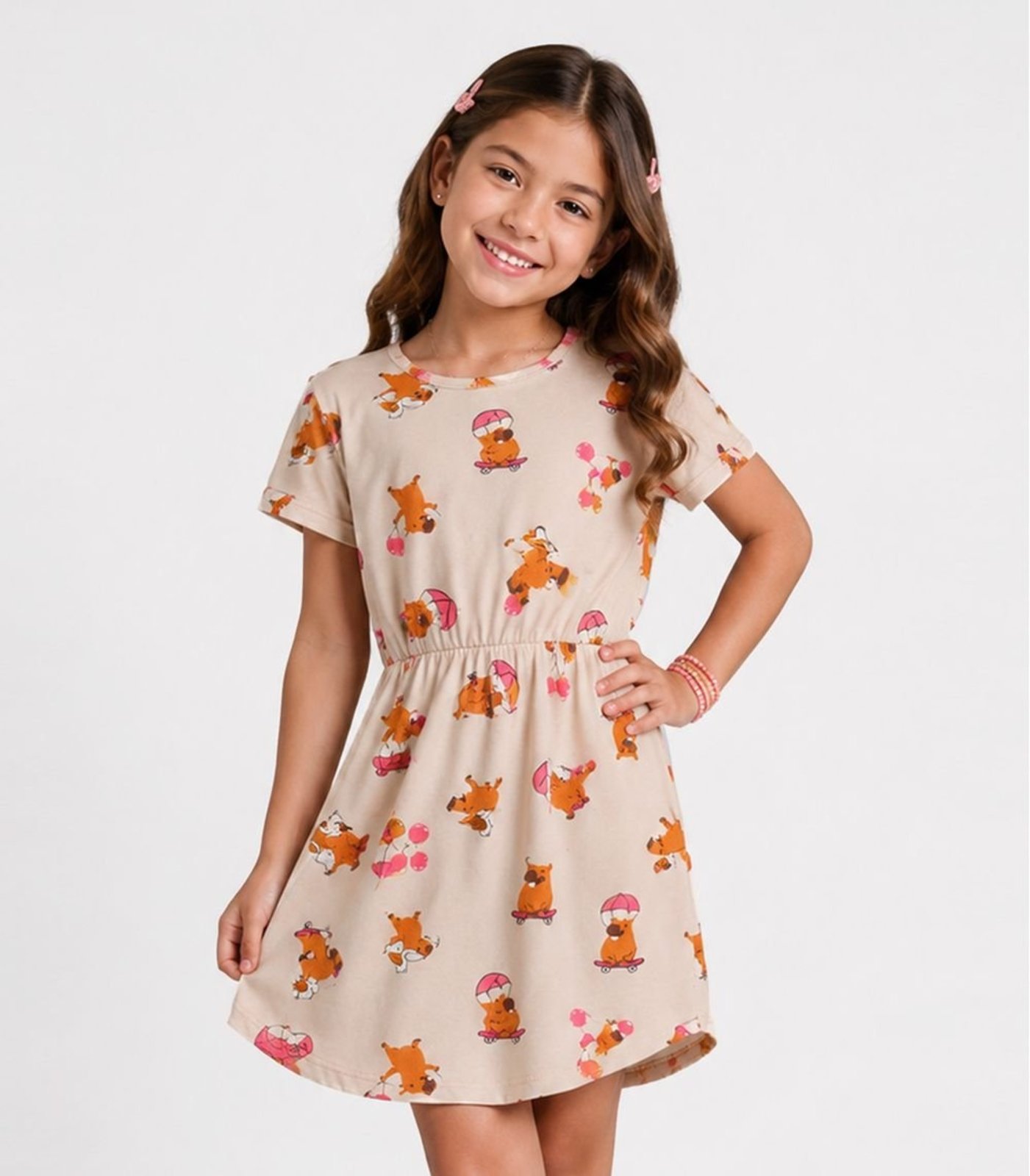 Infantil - Vestido Curto Estampado Select Bege