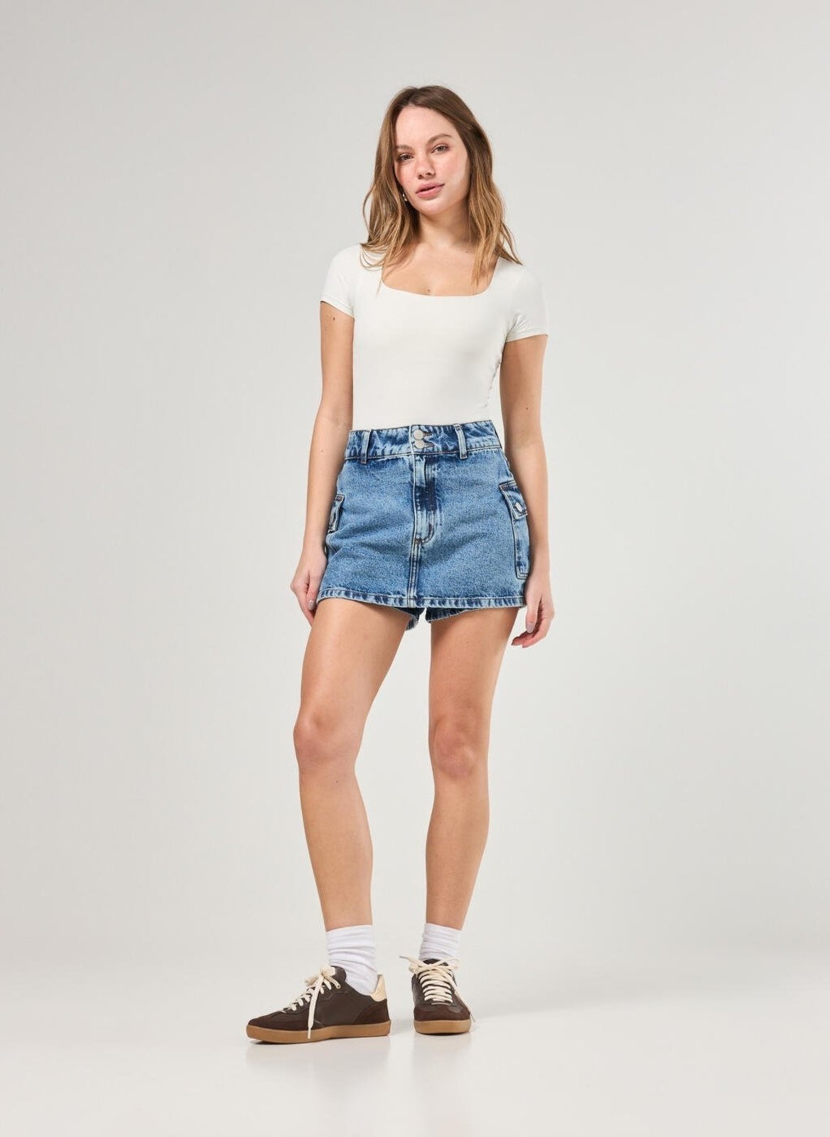 Short Saia Jeans Cargo