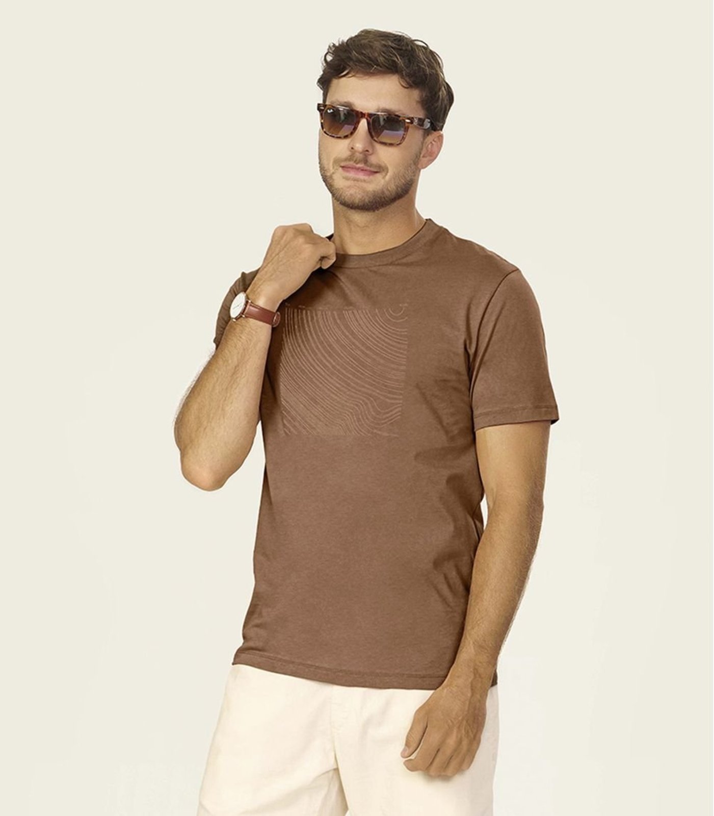 Camiseta Masculina com Leves Defeitos Diametro Marrom
