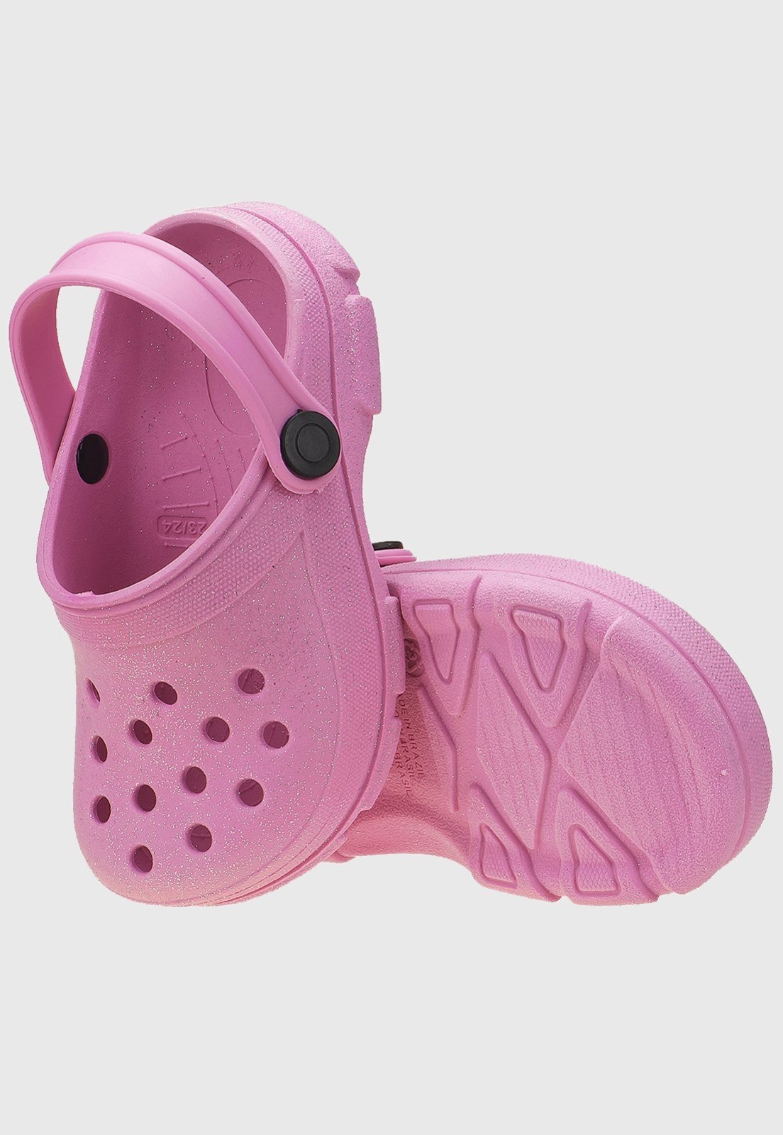 Infantil - Babuche Rosa Com Glitter Leve e Confortavel tep