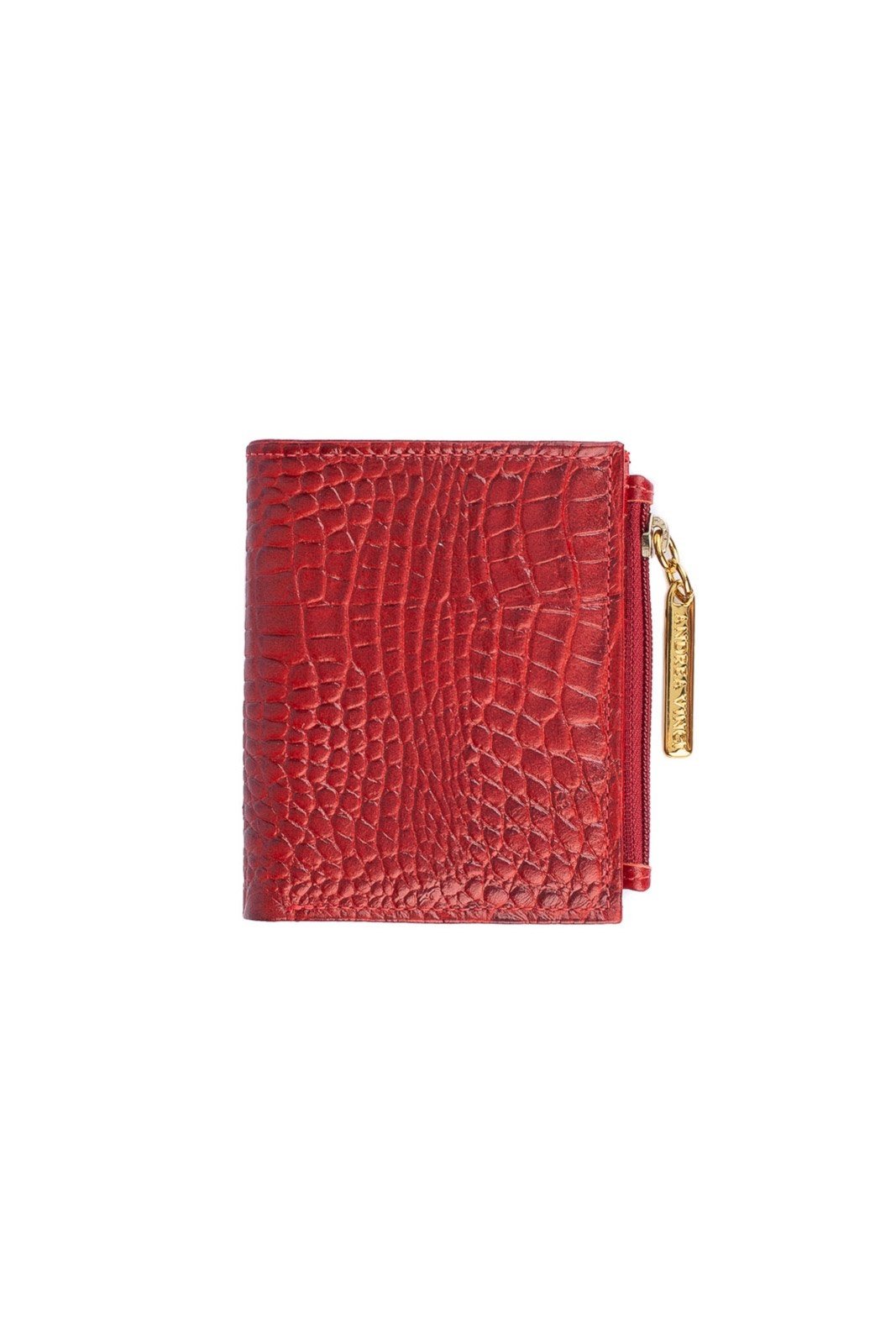 Carteira feminina de couro croco Lilian 11x9,5cm - Vermelho