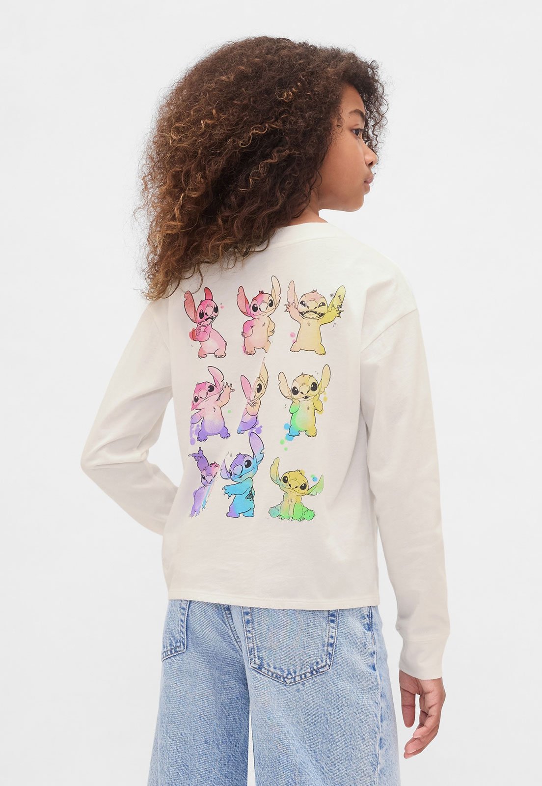 Infantil – Camiseta GAP Stitch Manga Longa Branca