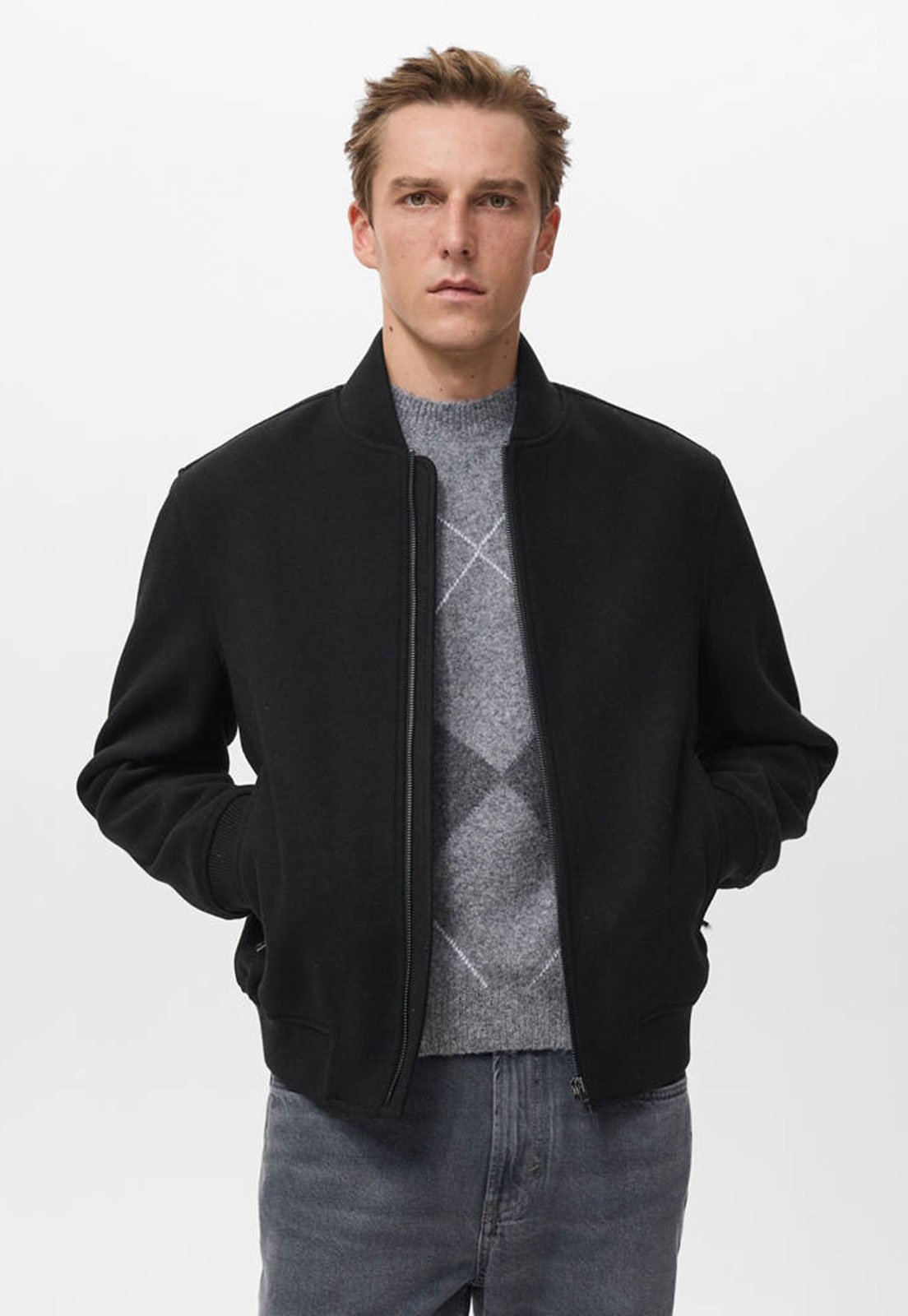 Jaqueta Masculina Mango Bomber Preta