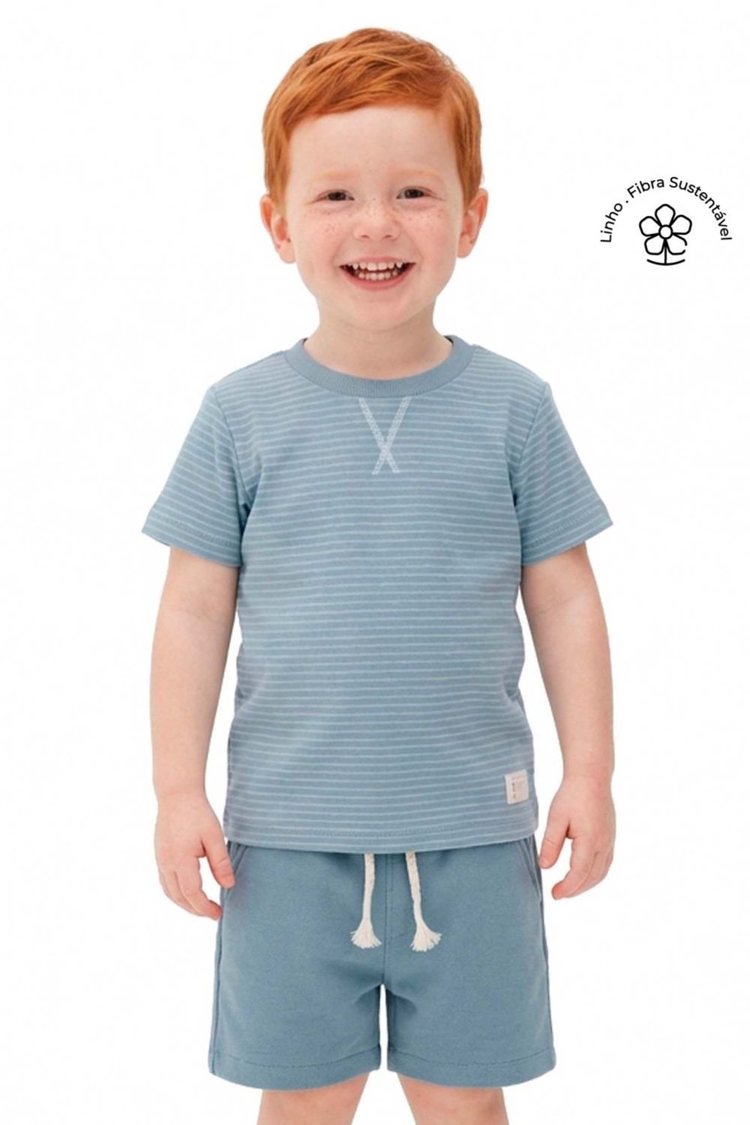 Infantil - Conjunto Menino Listras Bordado Colorittá Azul