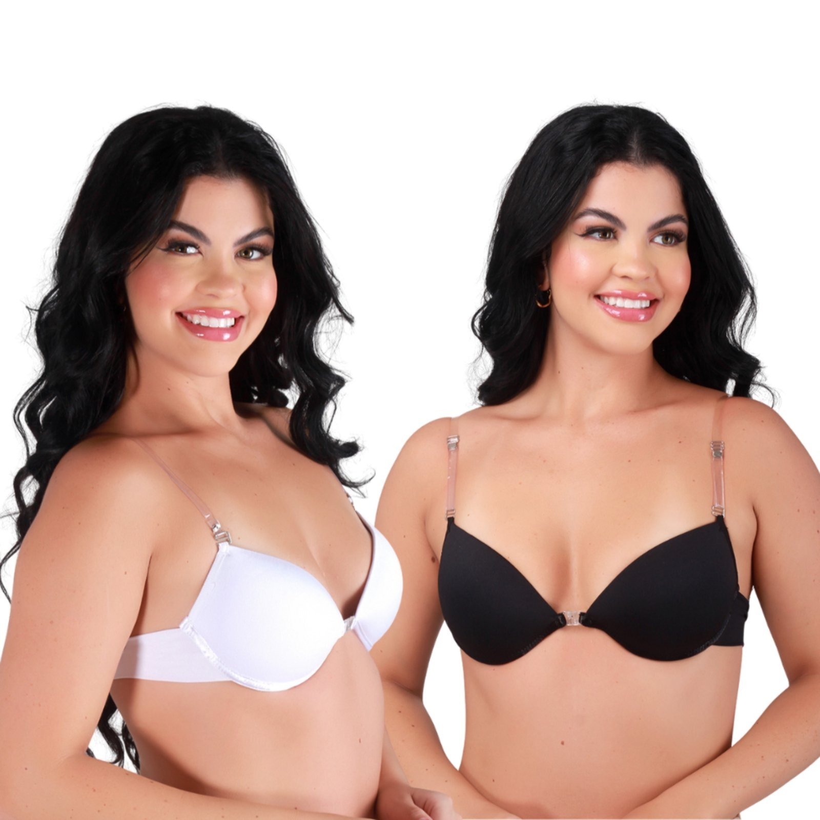 Kit 2 Sutiã Costa Nua Reflexo Íntimo Alça De Silicone Transparente Removível Com Bojo Preto e Branco