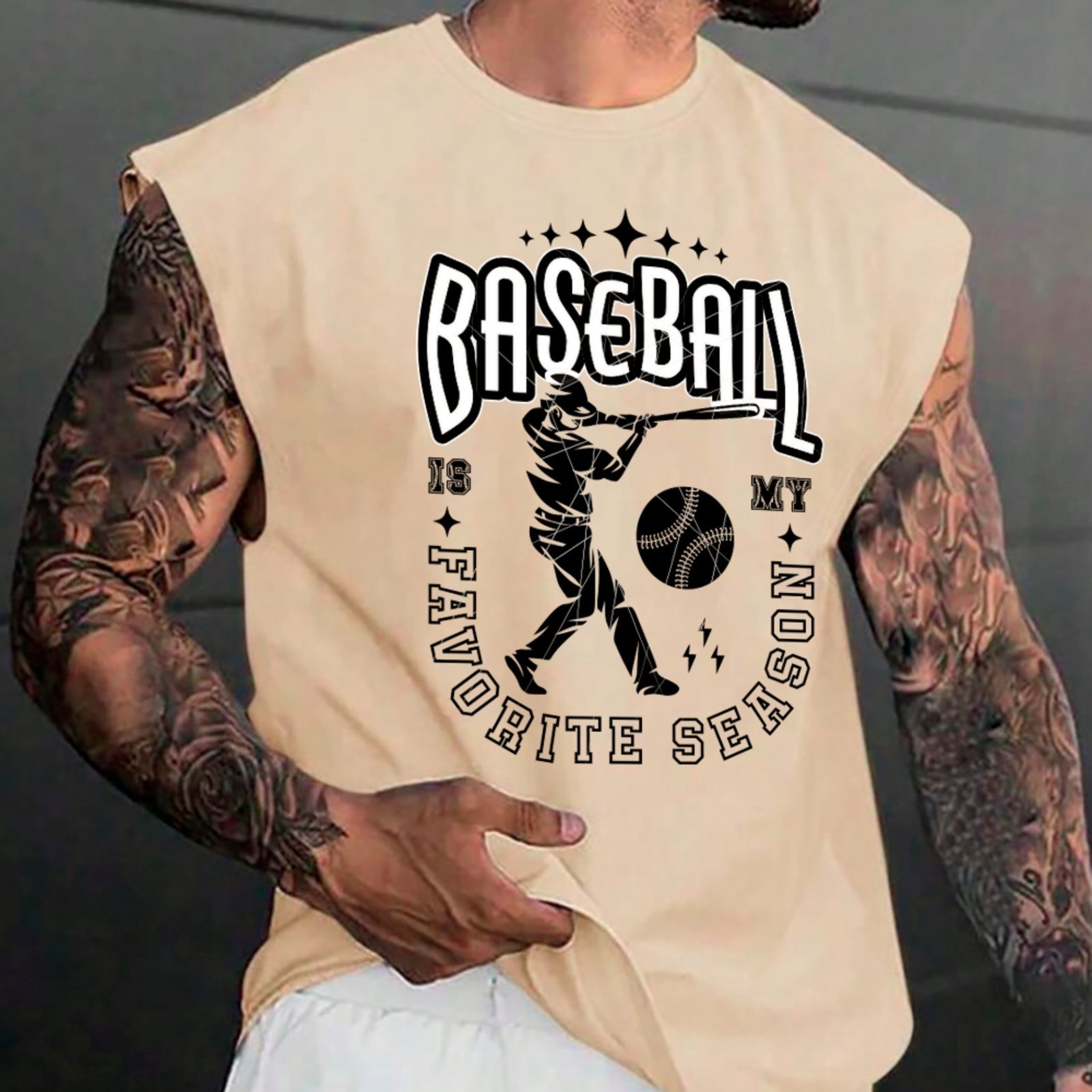 Camiseta Regata Machão Ousy Baseball Is My Favorite Season Oversized Masculina Off White
