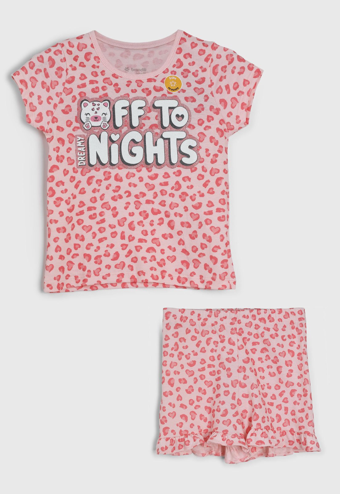 Vista 2 Pijama Curto Brandili Estampa Corações Claro rosa Brandili rosa