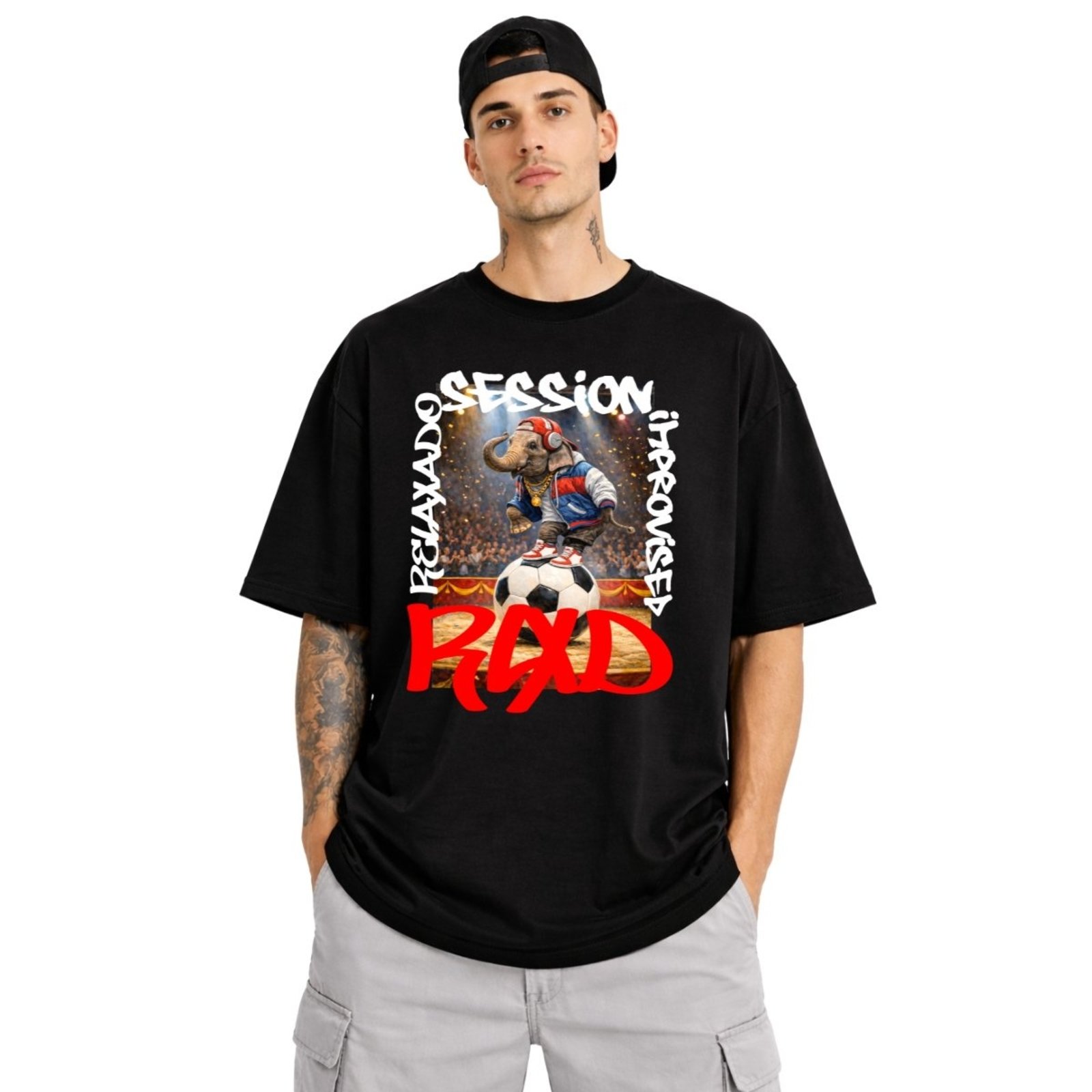 Camiseta Oversized Masculina Algodão Estampada Academia