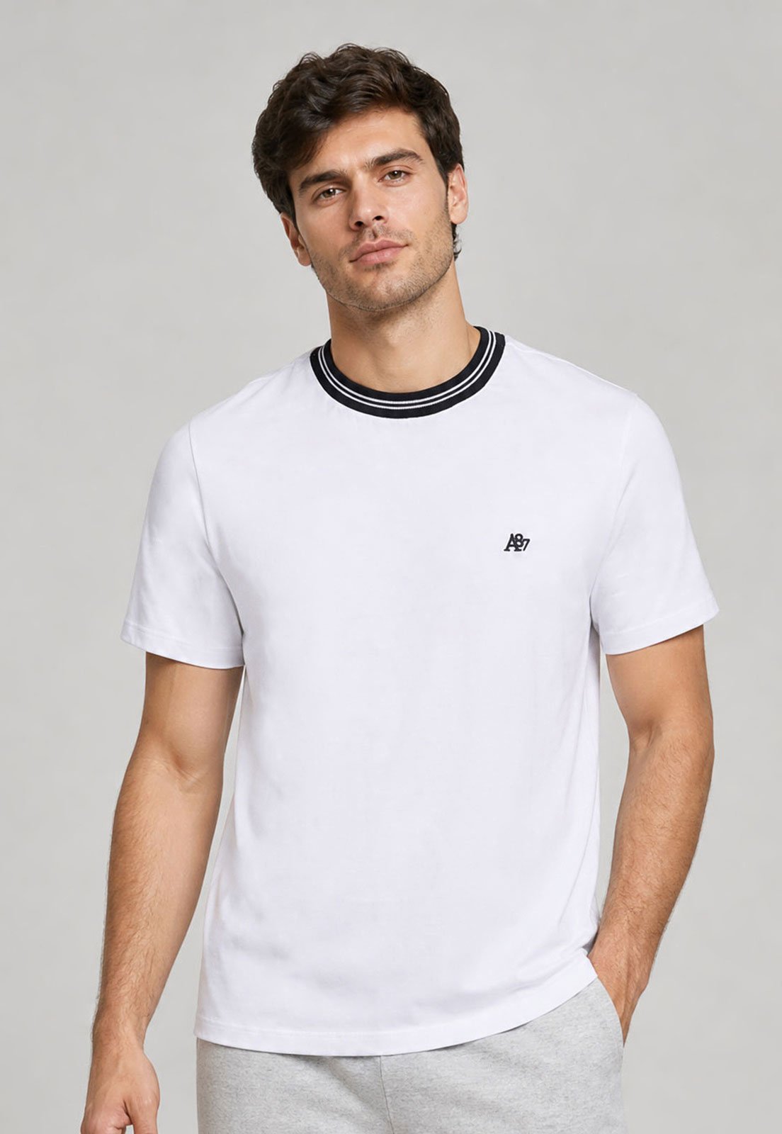 Camiseta Masculina Aeropostale Frisos Branca