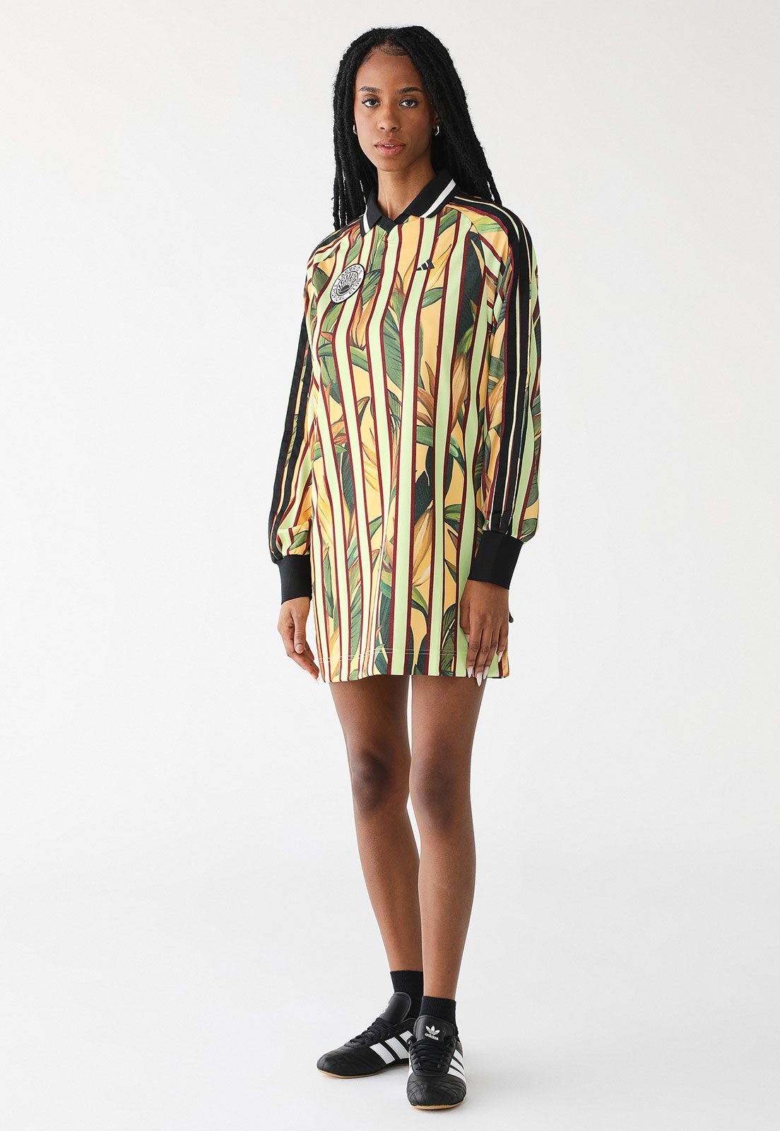 Vista 3 Vestido adidas Originals Curto Premium Farm Amarela floral adidas Originals floral