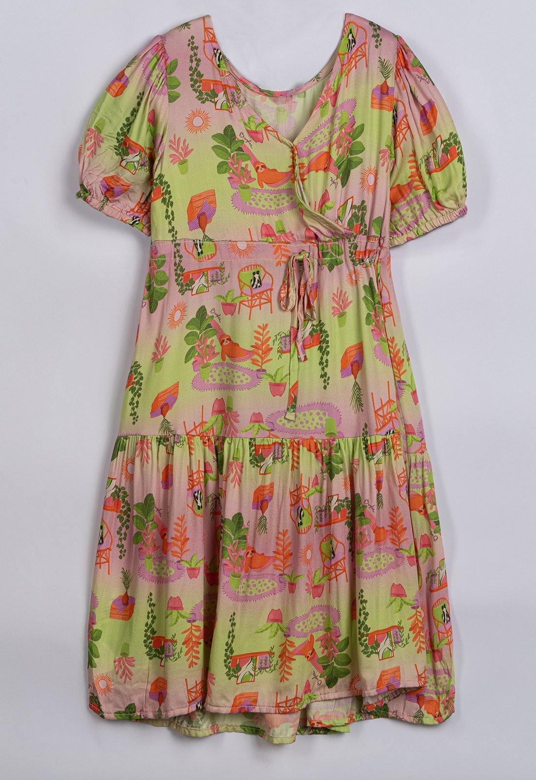 Vista 2 Infantil - Vestido Bugbee em Viscose Digital Aconchego estampado Bugbee estampado