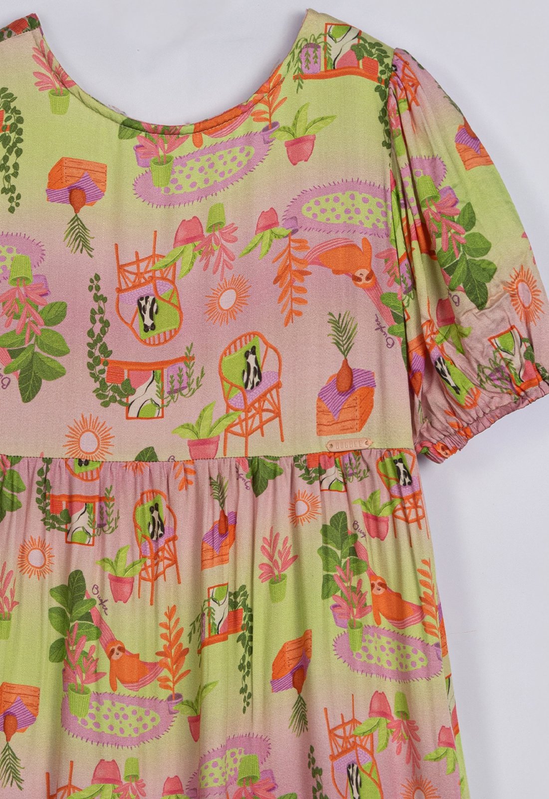 Vista 3 Infantil - Vestido Bugbee em Viscose Digital Aconchego estampado Bugbee estampado