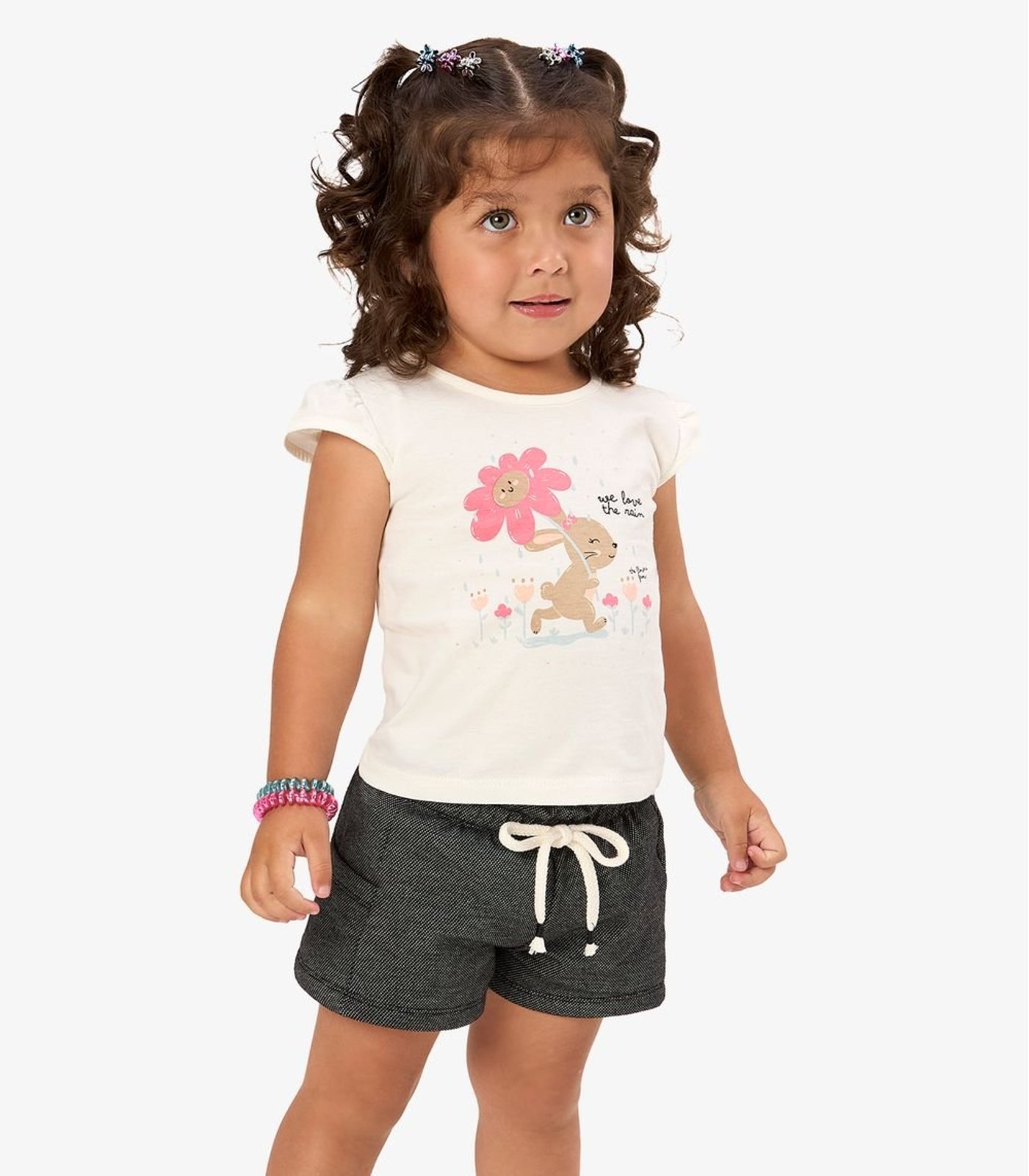 Infantil - Shorts Feminino Moletom Rovi Preto