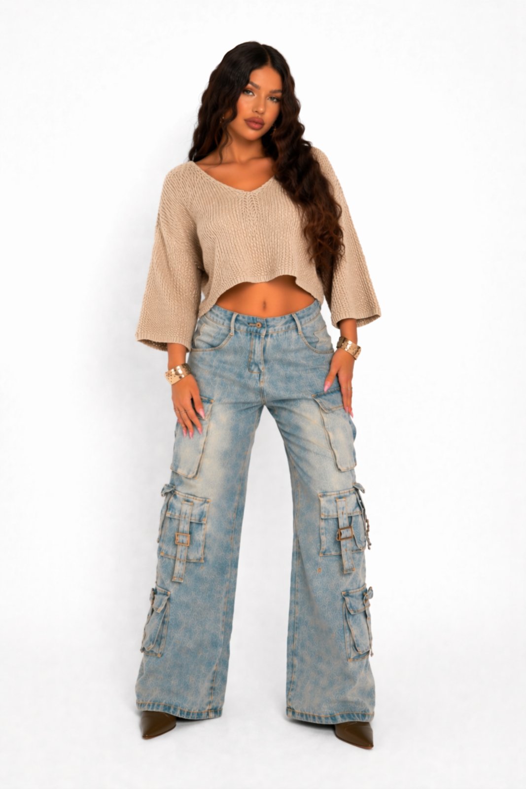 Cropped Tricot D Bell Outlet Fashion Bege