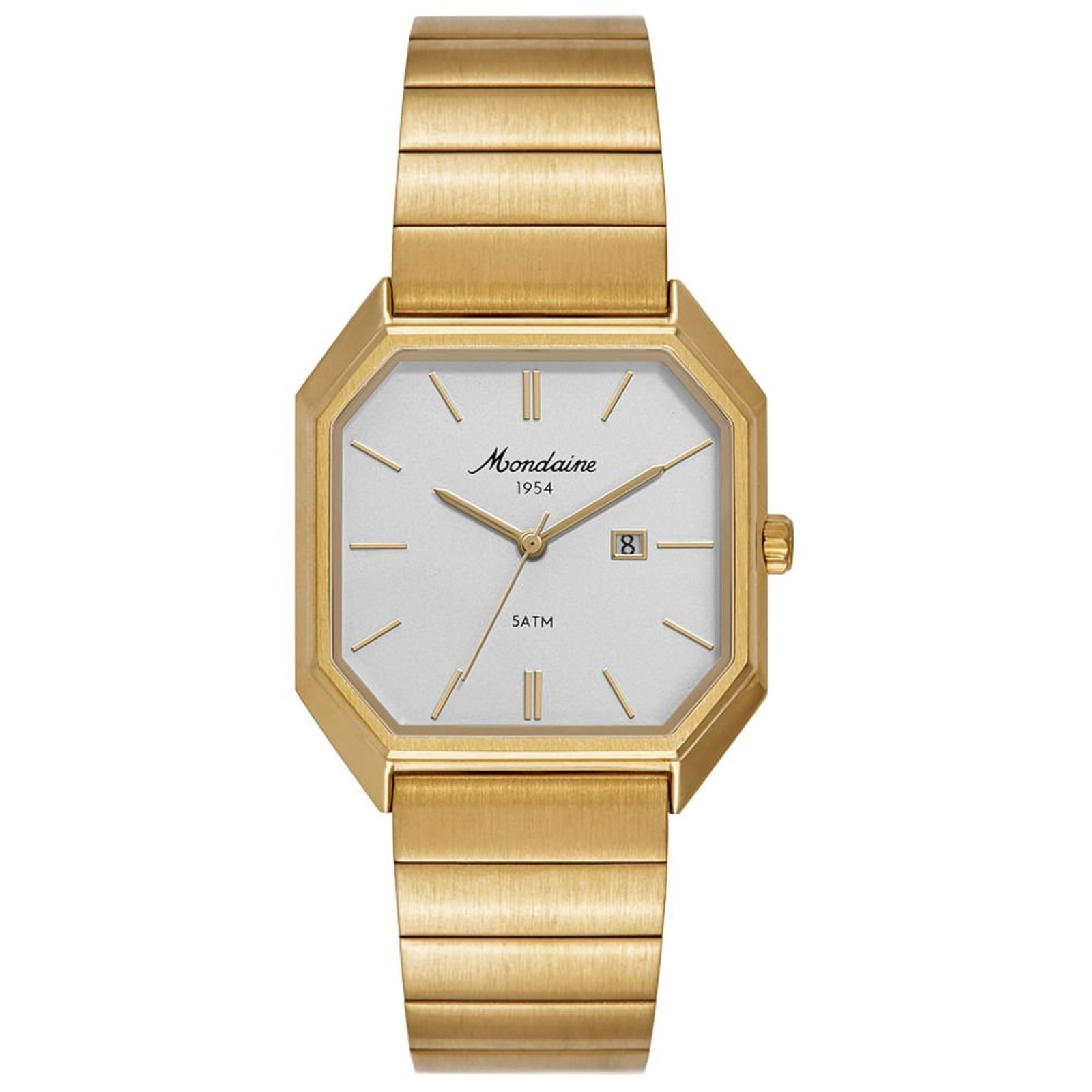 Relógio Unissex Quadrado Aço Vintage Dourado Mondaine