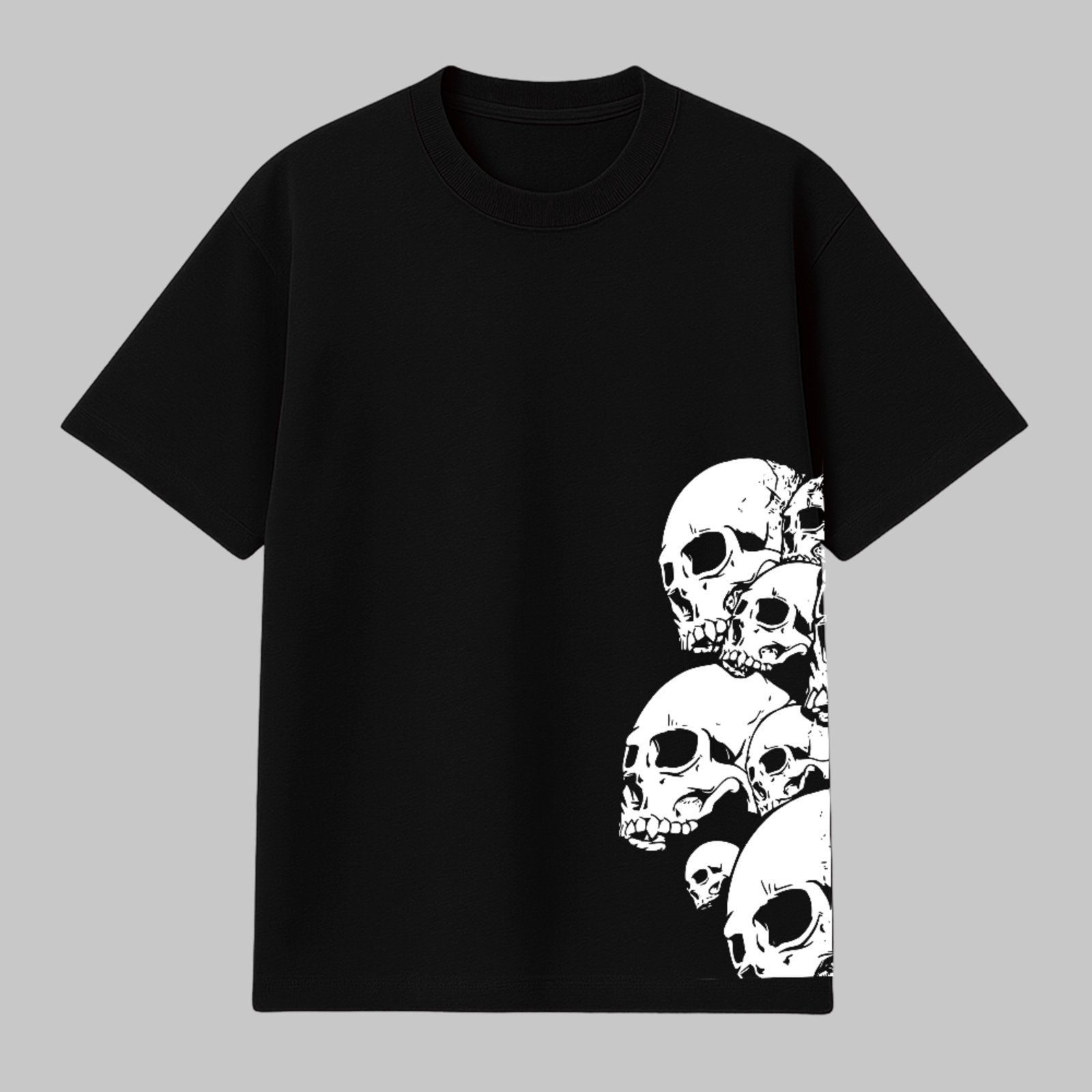 Camiseta Básica Skull Art Estampa Urbana Unissex Preto