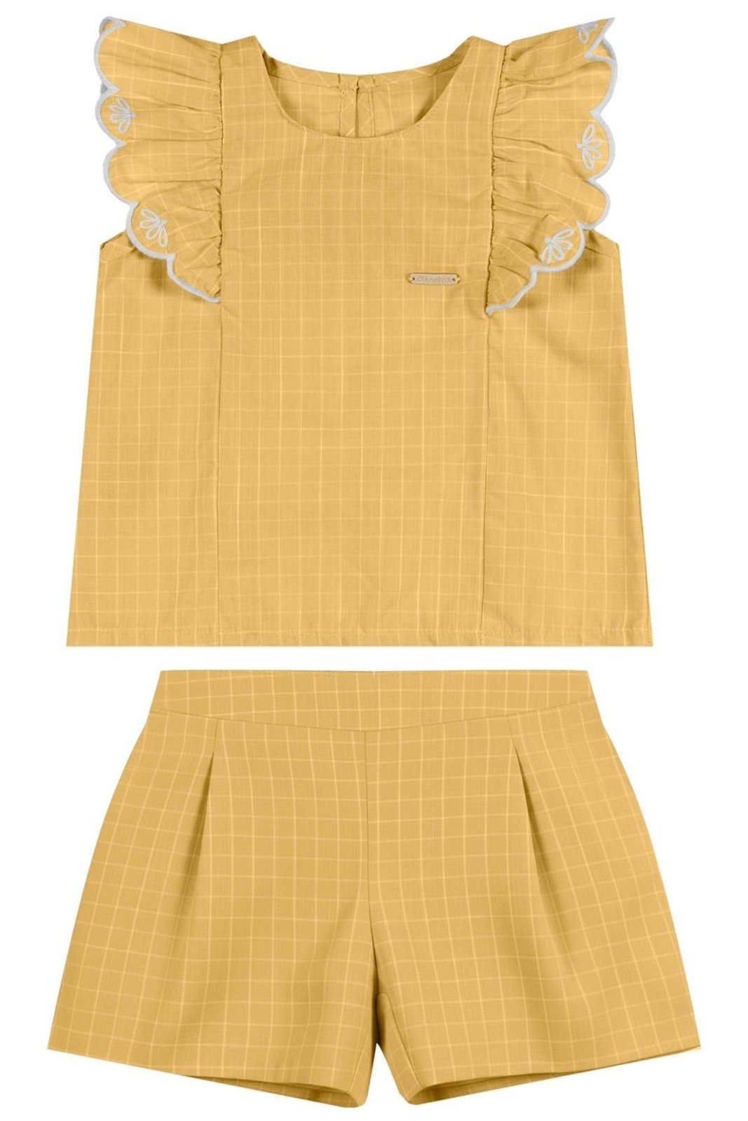 Infantil - Conjunto Menina Tecido Xadrez Colorittá Amarelo