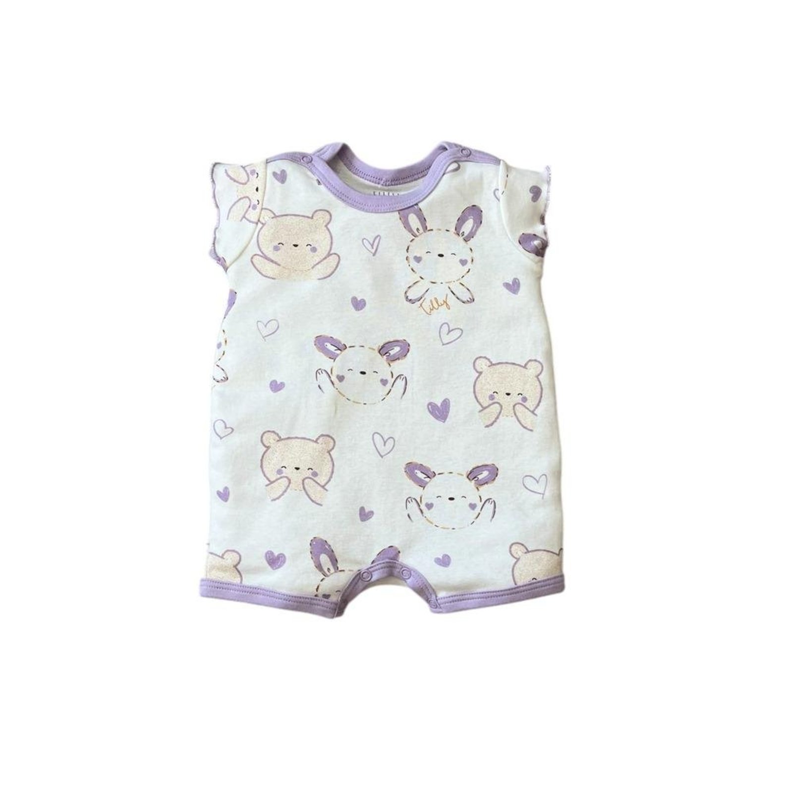Infantil - Macaquinho Algodão Estampado Tilly Baby Lilás G Roxo