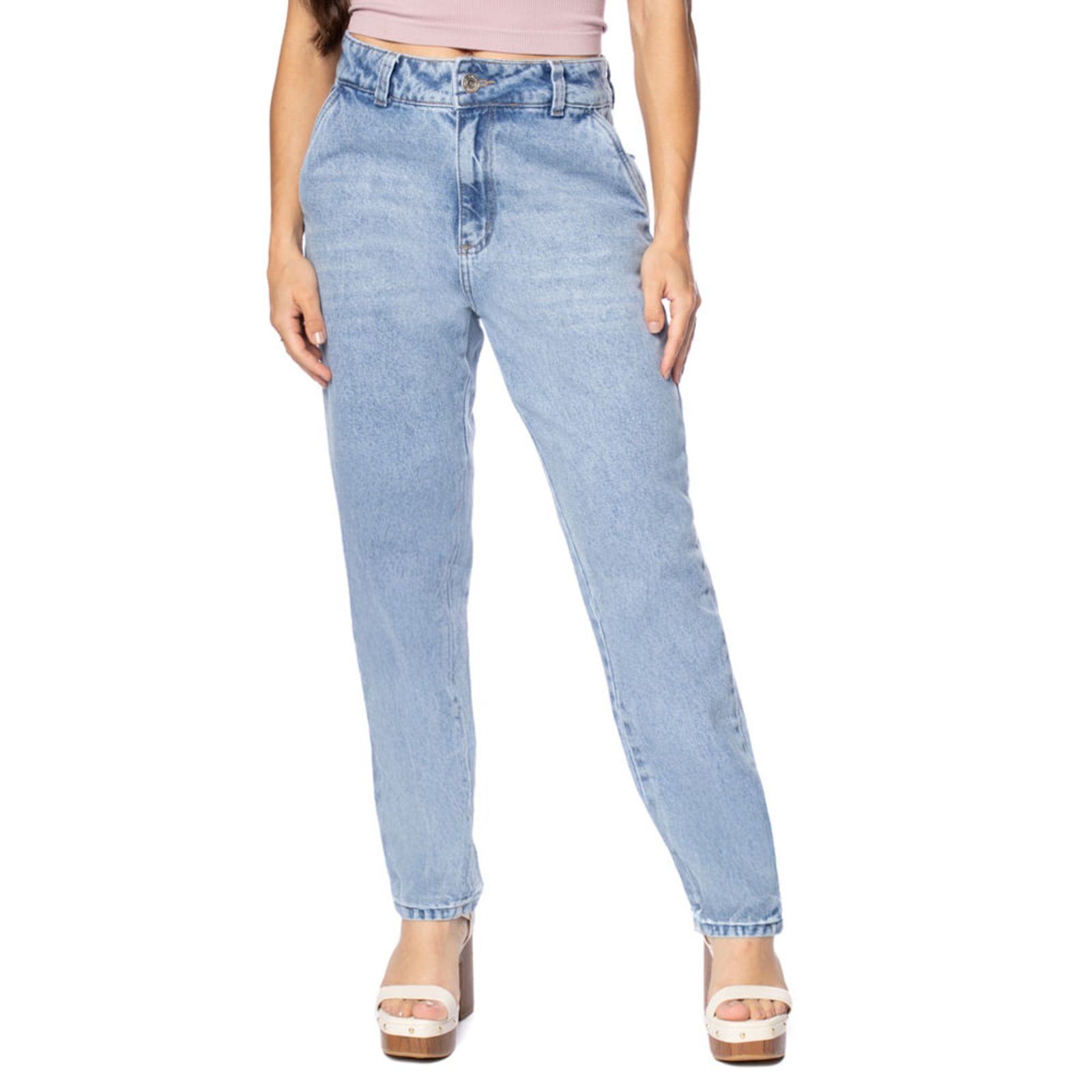Calça Jeans Feminina Sawary Mom Tradicional Azul
