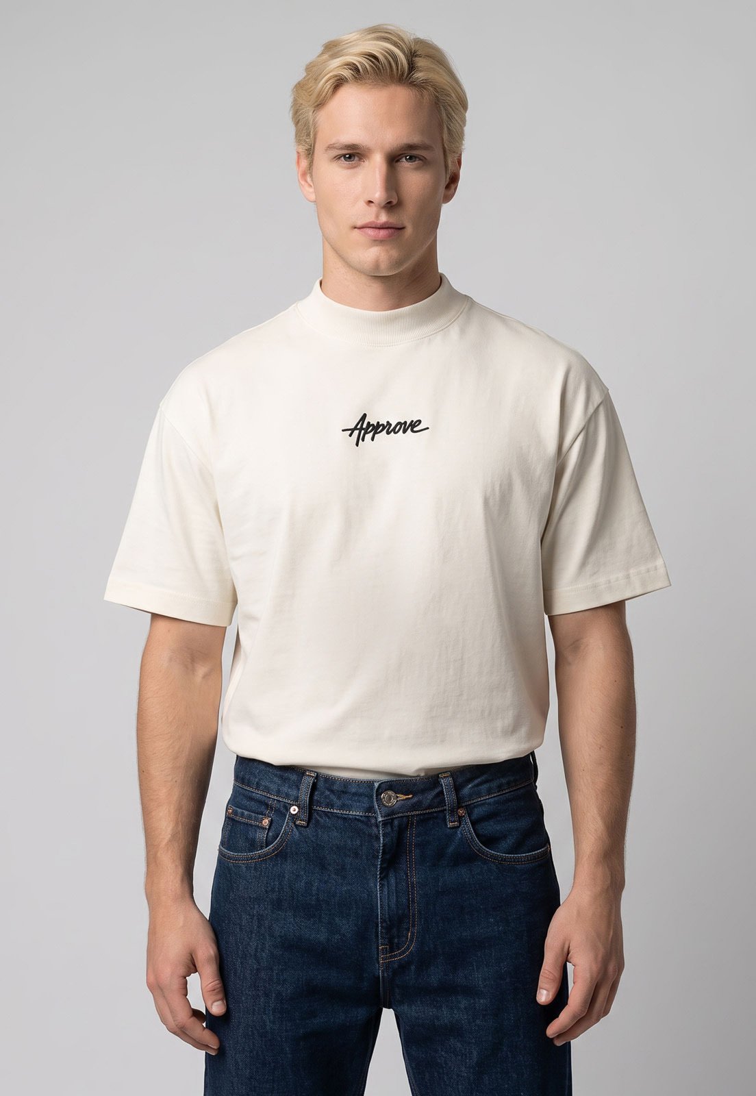 Camiseta Masculina Approve Huge Logo Bege