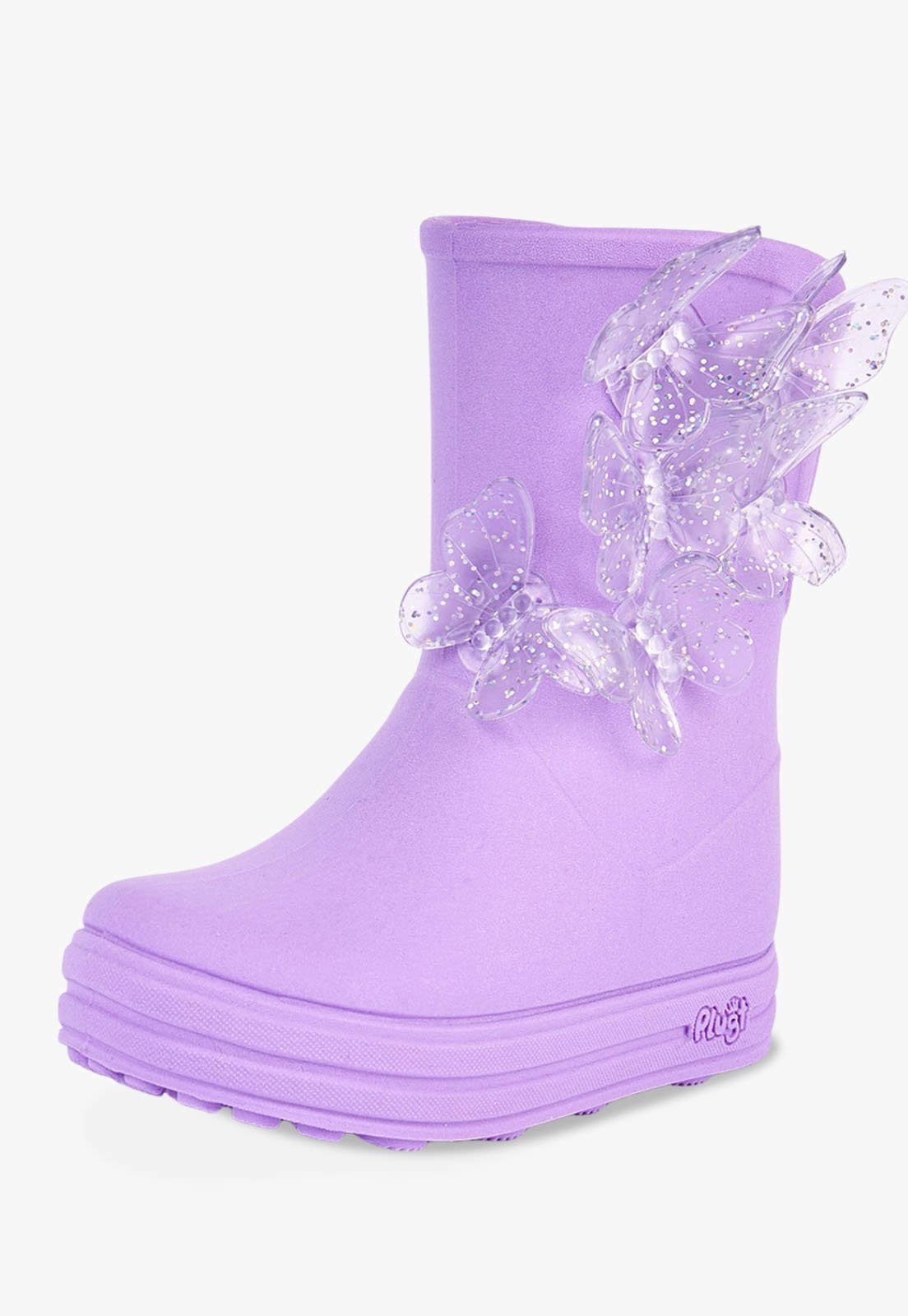 Infantil - Galocha Bota Menina Borboletas Transparente Lilás