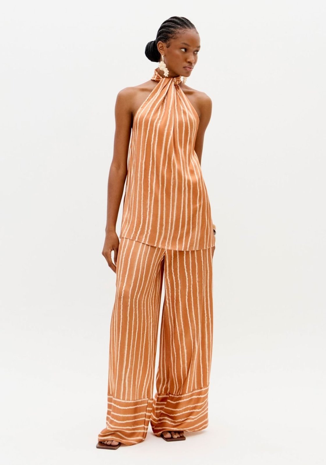 Calça Pantalona Estampada Cintura Alta Lança Perfume