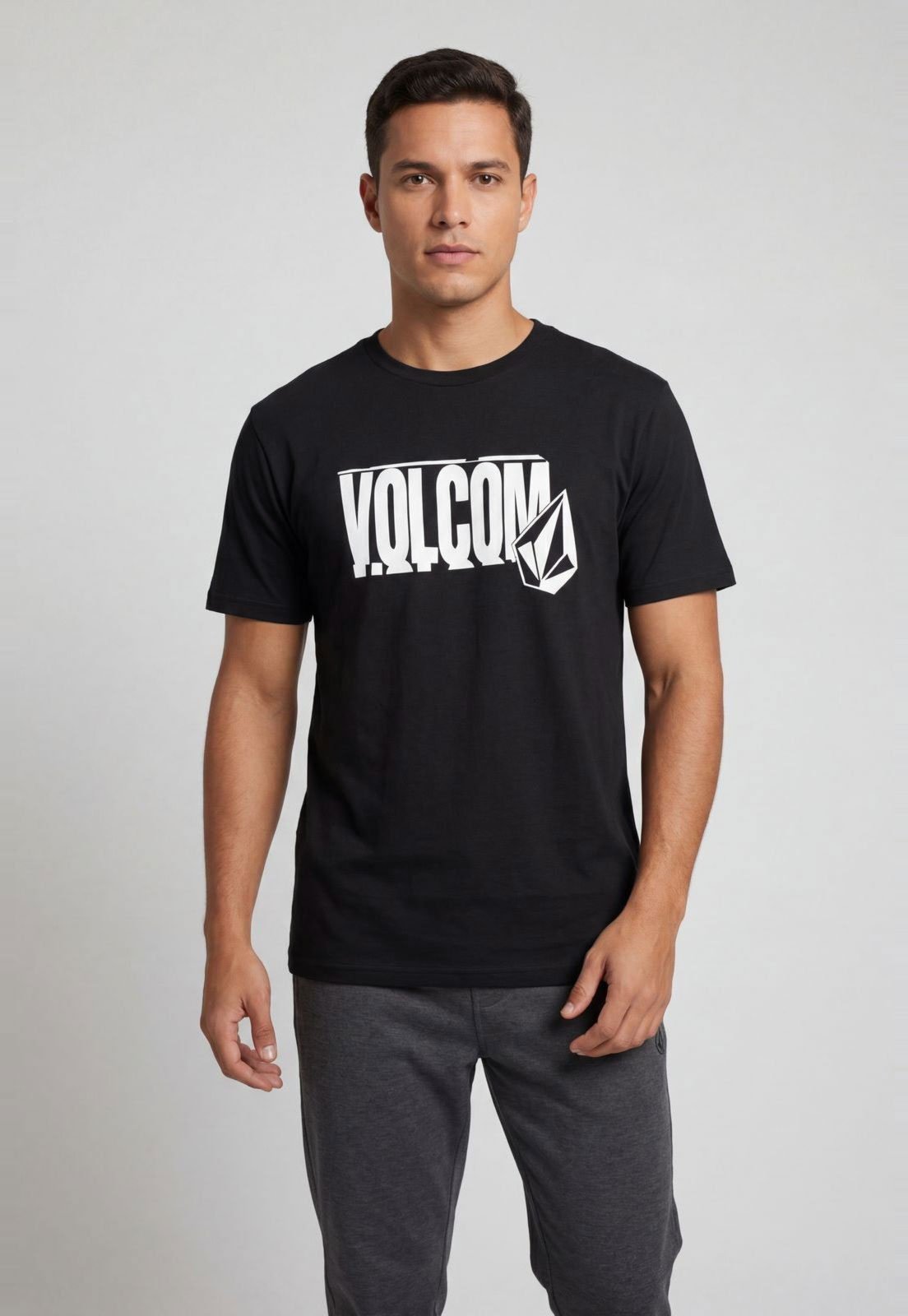 Camiseta Masculina Volcom Estampa Frontal Preta