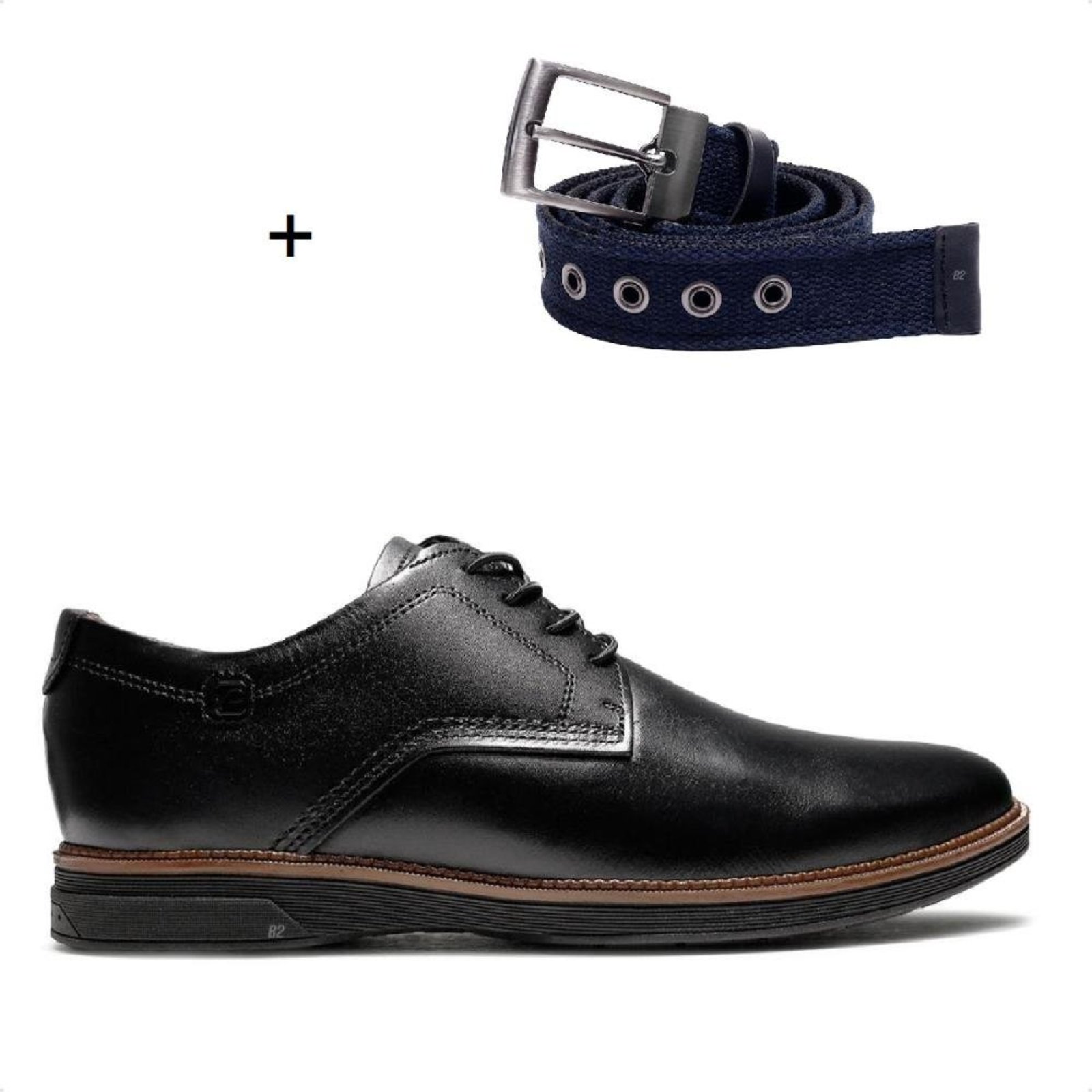 Sapato Pegada Cardiff Casual Masculino + Cinto Dupla Face Fivela Preto