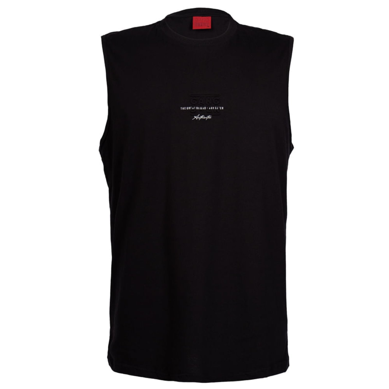 Vista 3 Regata Masculina Gangster Plus Size Básica Logo Relevo preto Gangster preto