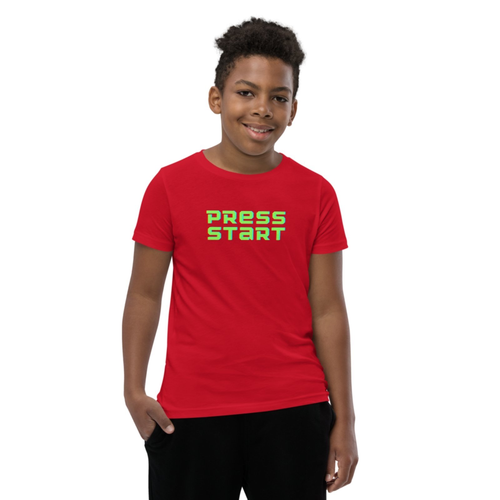 Infantil - Camiseta Blusa Manga Curta Urbania Algodão vermelho estampa press start