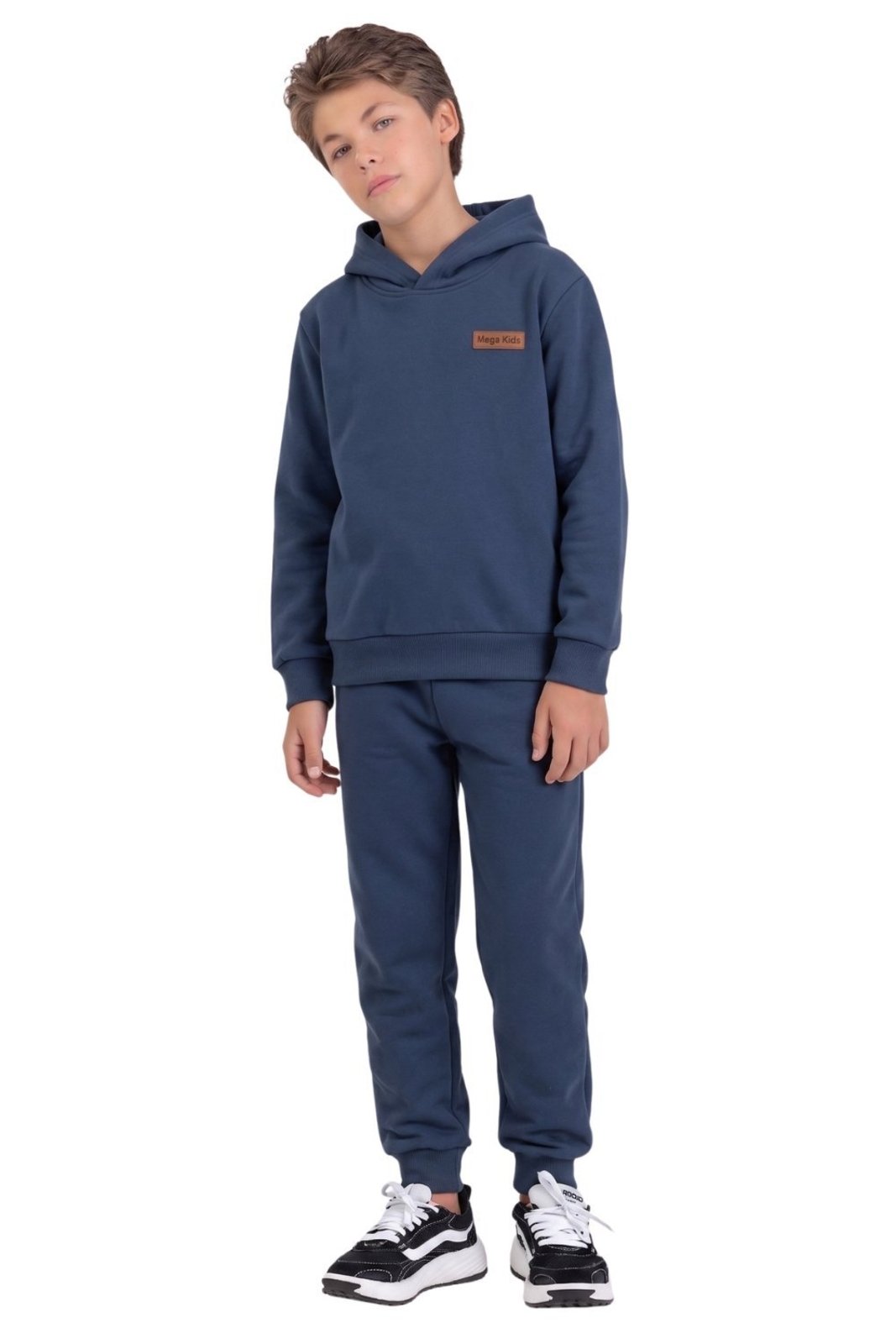 Infantil - Conjunto Masculino Moletom Plaquinha - Azul Petroleo