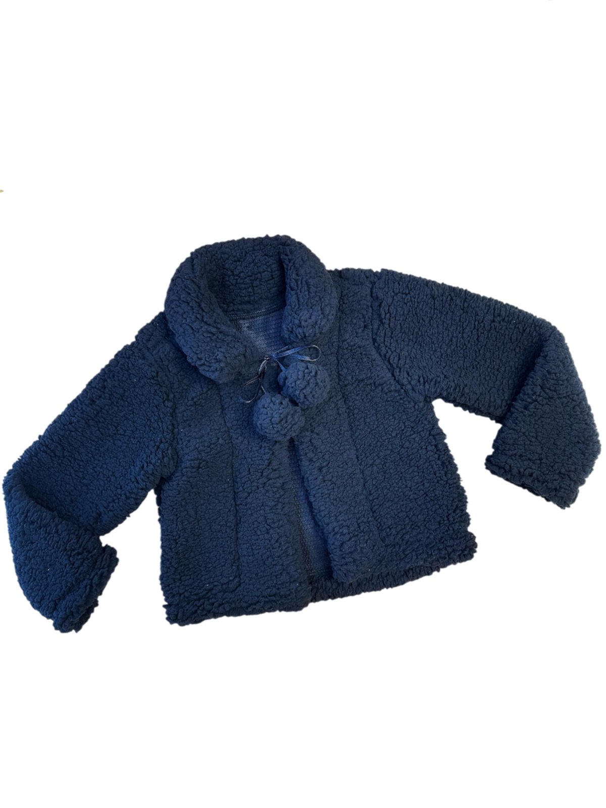 Infantil - Casaco Casaquinho Menina Preto Lã Pompom Forrado Juvenil Luxo Inverno Bolero Blogueira