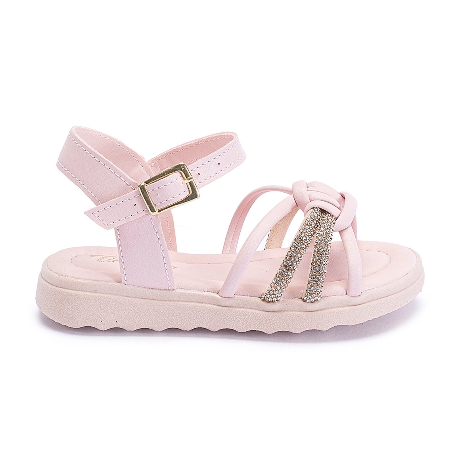 Infantil – Sandália Menina Tininha com Strass Festa Brilho Conforto Off White