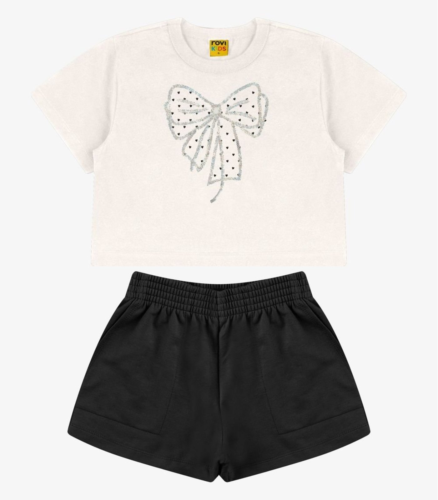 Infantil - Conjunto Blusa com Shorts Meia Malha Rovi Bege