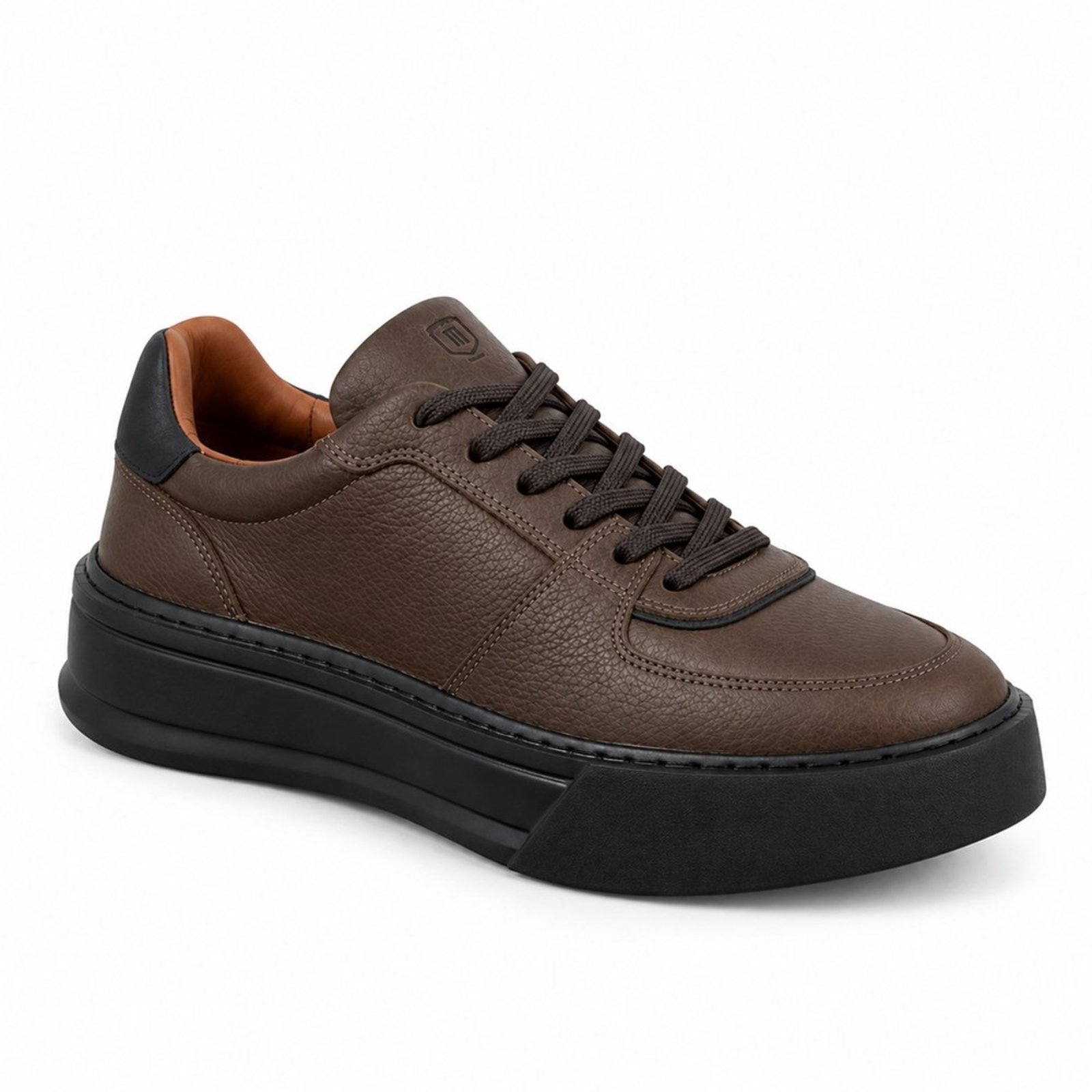 Tênis Casual Masculino Malbork Couro Marrom Café e Preto
