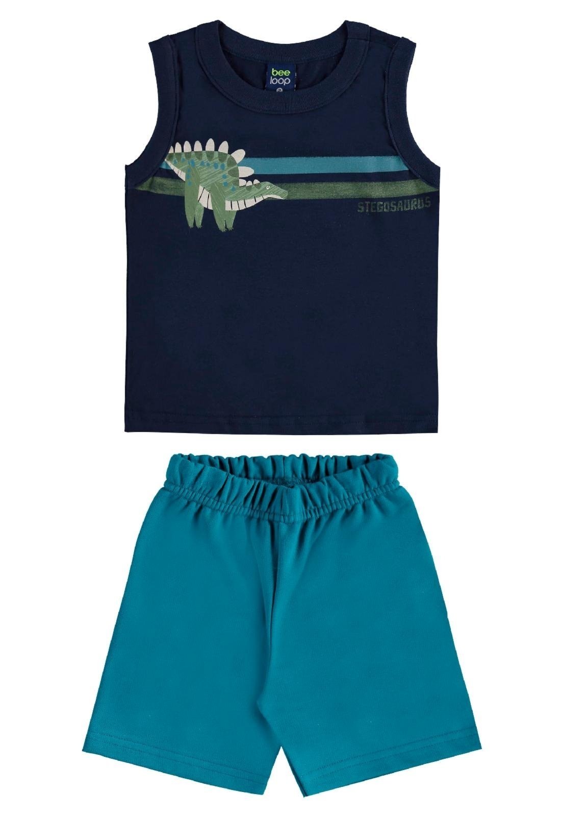 Infantil - Conjunto Regata Dino Bermuda Bee Loop Azul Marinho