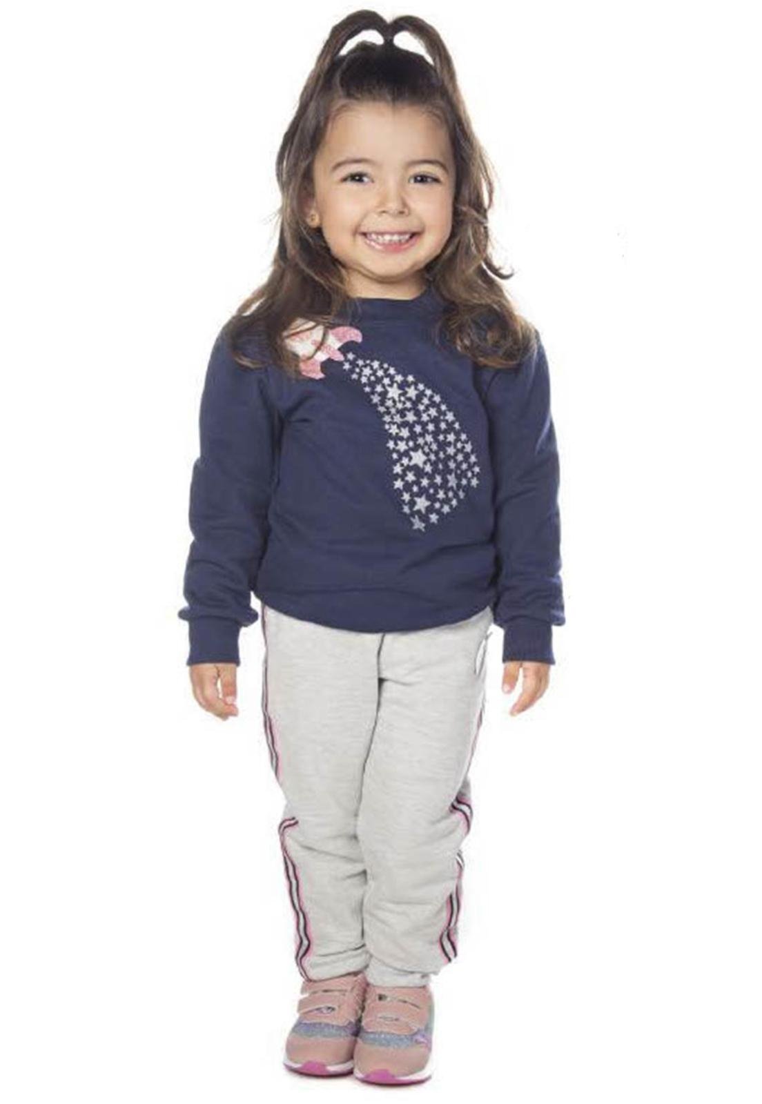 Vista 2 Infantil - Conjunto Blusão Calça Moletom Marinho Have Fun azul marinho Have Fun azul marinho