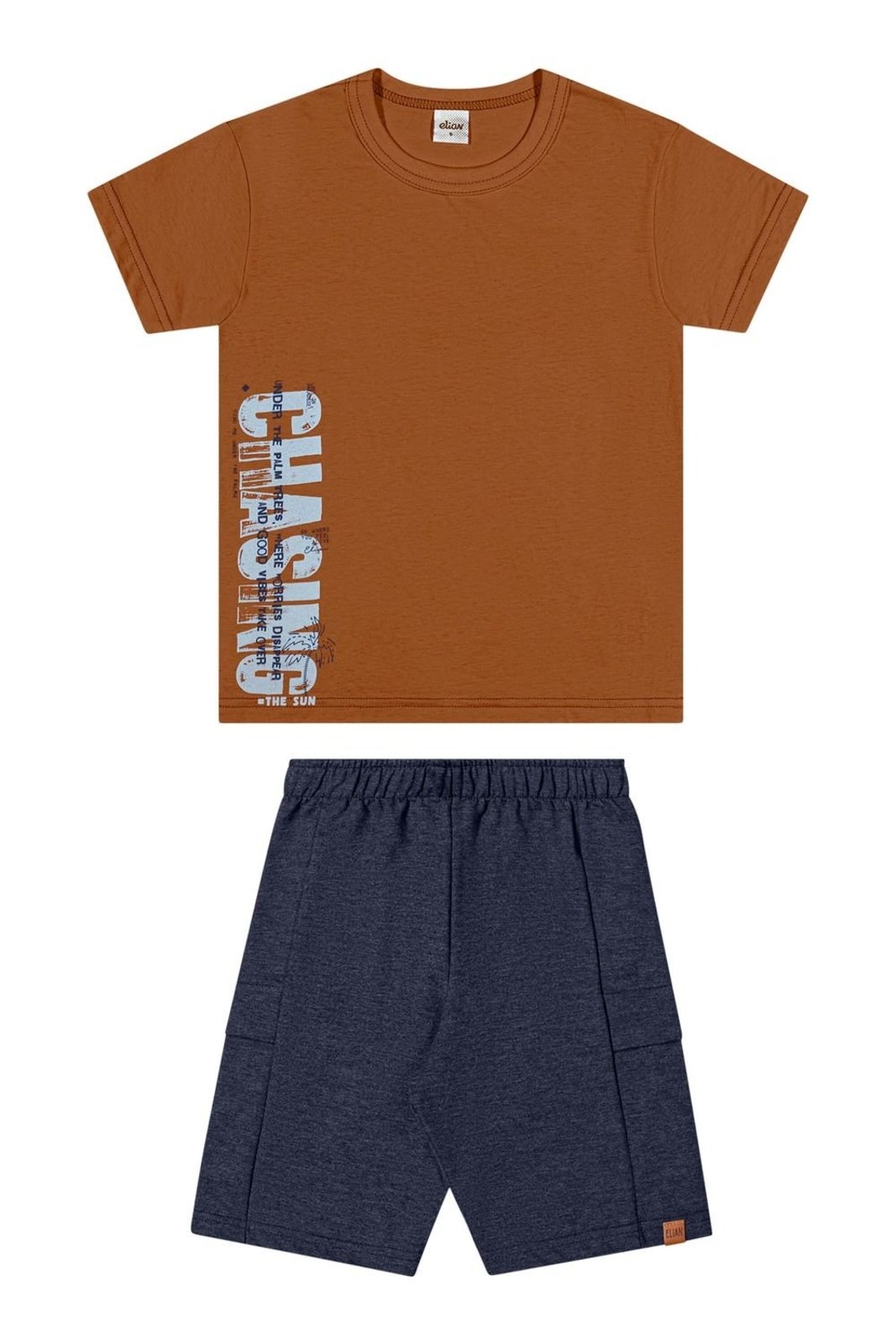 Infantil - Conjunto Menino Estampa Lateral Elian Marrom