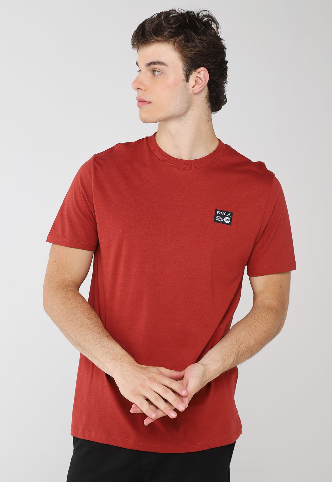 Camiseta Masculina RVCA ANP Label Vermelha