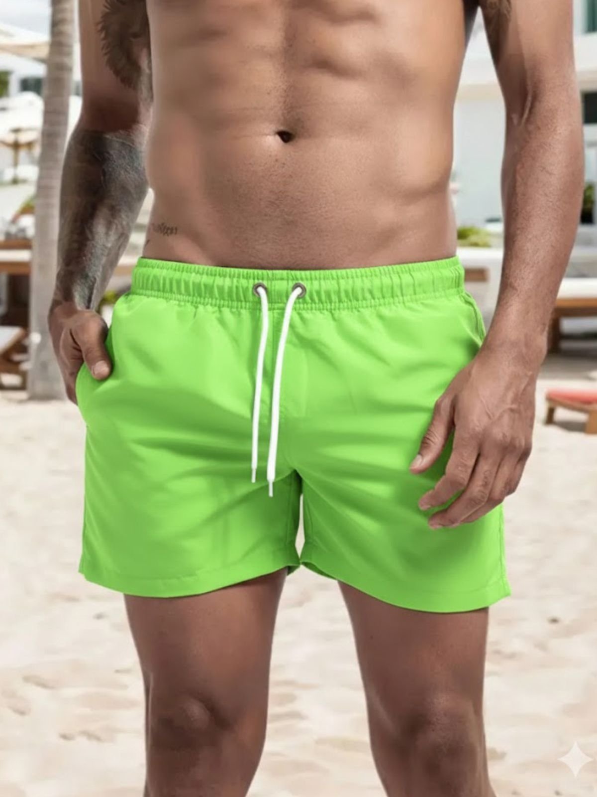 Short Masculino Safira Moda Tactel Verde Neon