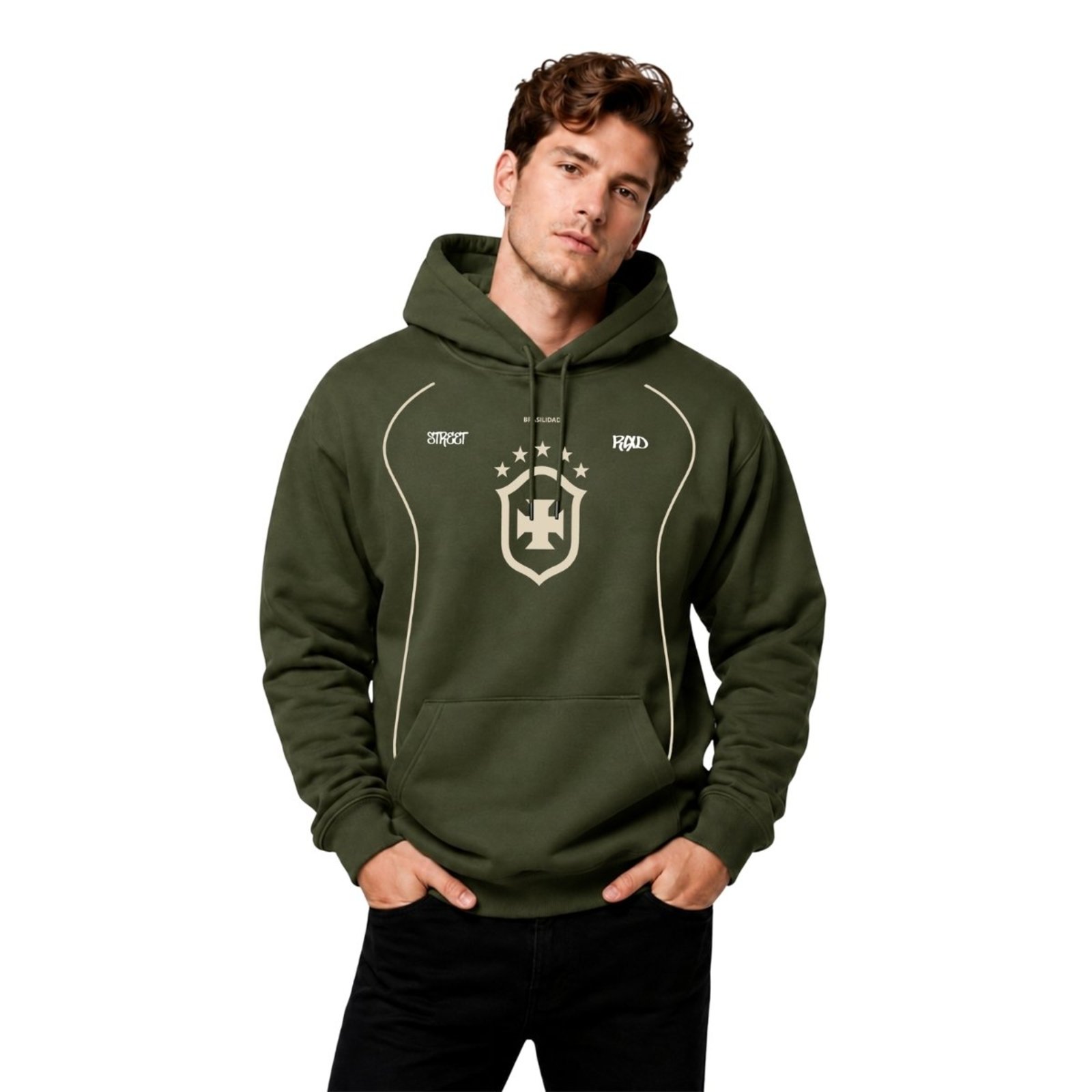 Moletom Com Capuz Masculino Brasilidade Verde Casaco Street Casual Premium