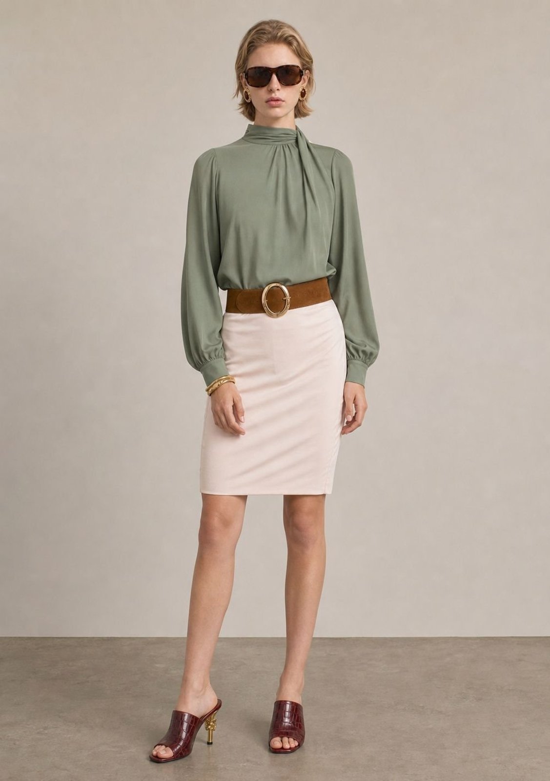 Blusa Manga Longa Gola Alta Velatura - Verde