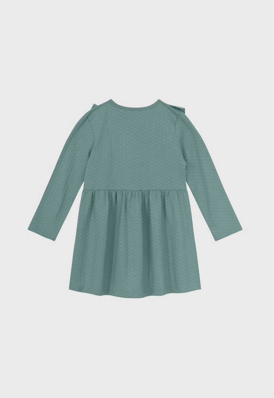 Vista 3 Vestido Brandili Babado Manga Longa Brandili verde